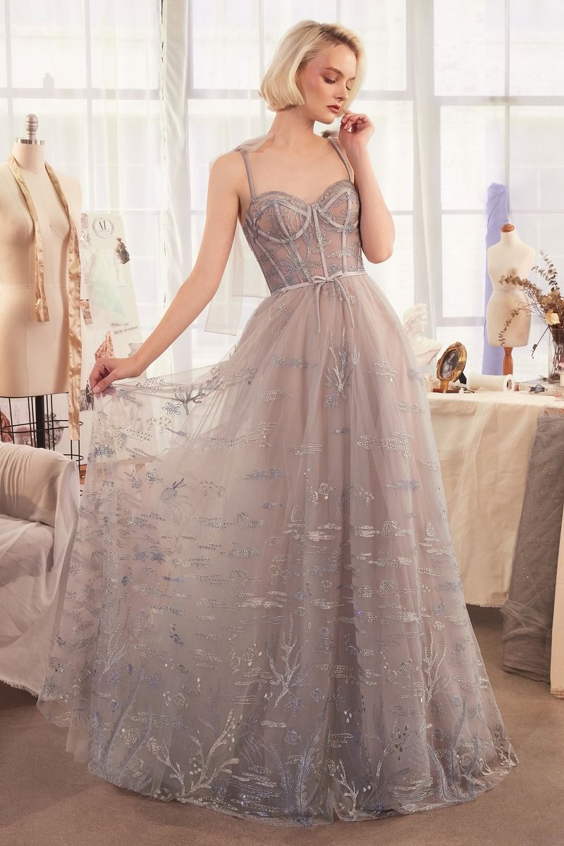Andrea & Leo Under the Sea Embroidered Gown for Women - Elegant Floral Embroidery Beach Wedding Dress, Perfect for Beach Vacations, Summer Parties and Special Occasions