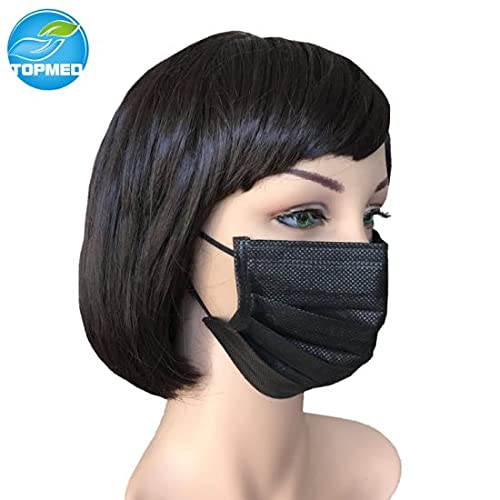 Disposable 3-Ply Surgical Face Mask with Nose Pin & Adjustable Earloop - Soft, Breathable, Medical Grade (Pack of 20, Black) - Ideal for Healthcare, Travel & Daily Protection