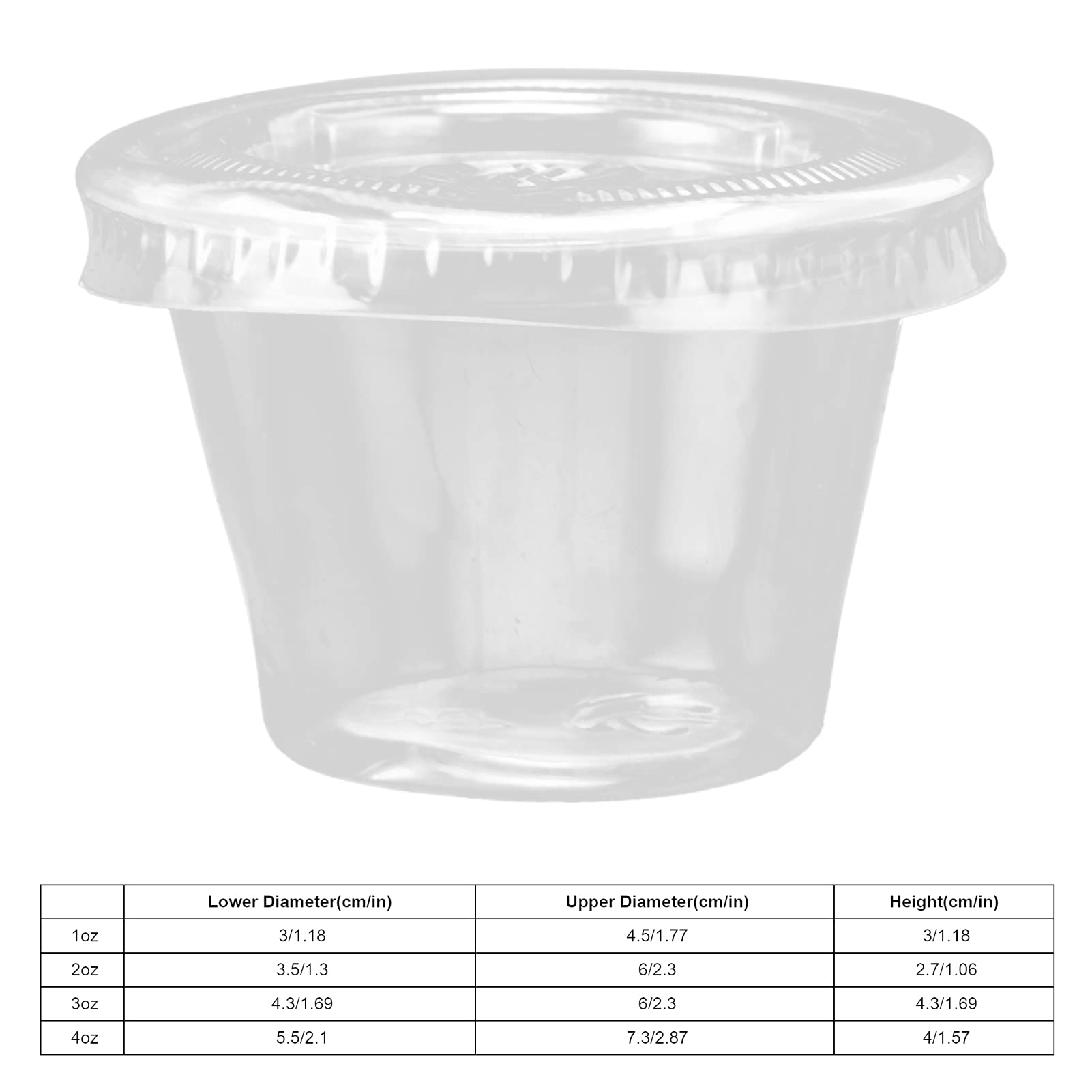 100-Pack 1 oz Clear Plastic Portion Cups with Lids - Disposable Jello Shot & Condiment Containers for Sauce, Pudding, Dipping - Perfect for Parties, Catering, Restaurants & Home Use