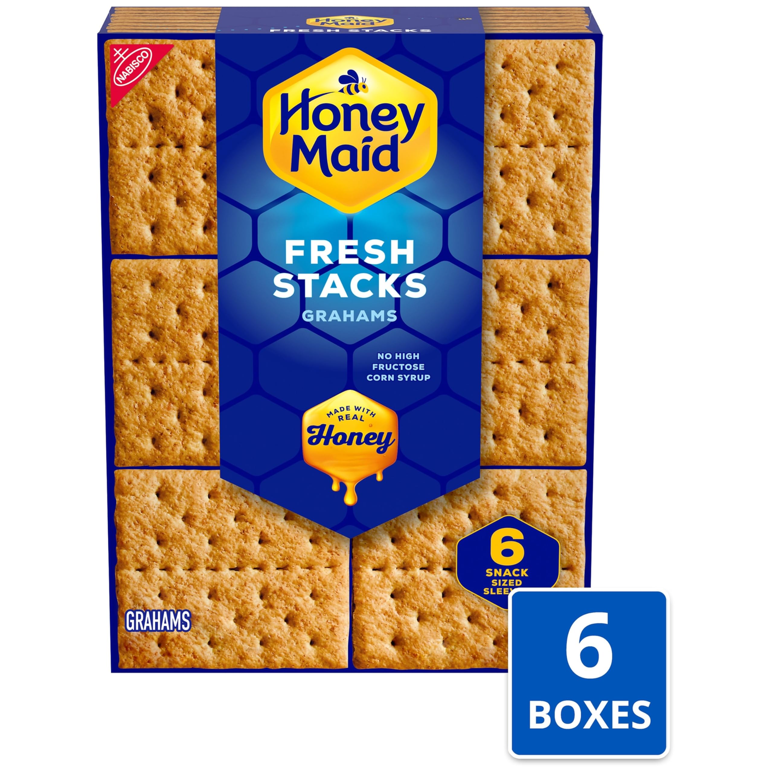 Honey Maid Fresh Stacks Graham Crackers - 6 Boxes (36 Snack Packs) | Bulk Travel Snacks for Kids, Hiking & Office | Crunchy Cinnamon Flavored Cookies for Lunchboxes & Camping