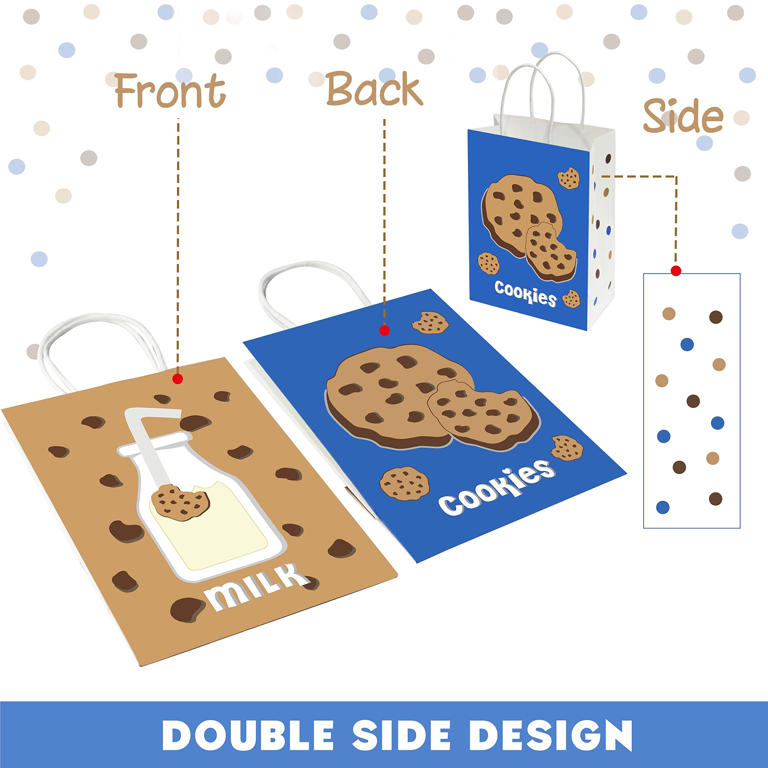 Lsaepon Milk & Cookies Birthday Party Favor Bags - 16 Pack Cookie and Milk Theme Gift Bags for Kids, Baby Showers, Birthday Parties - Perfect for Party Favors, Goodie Bags, and Sweet Treats