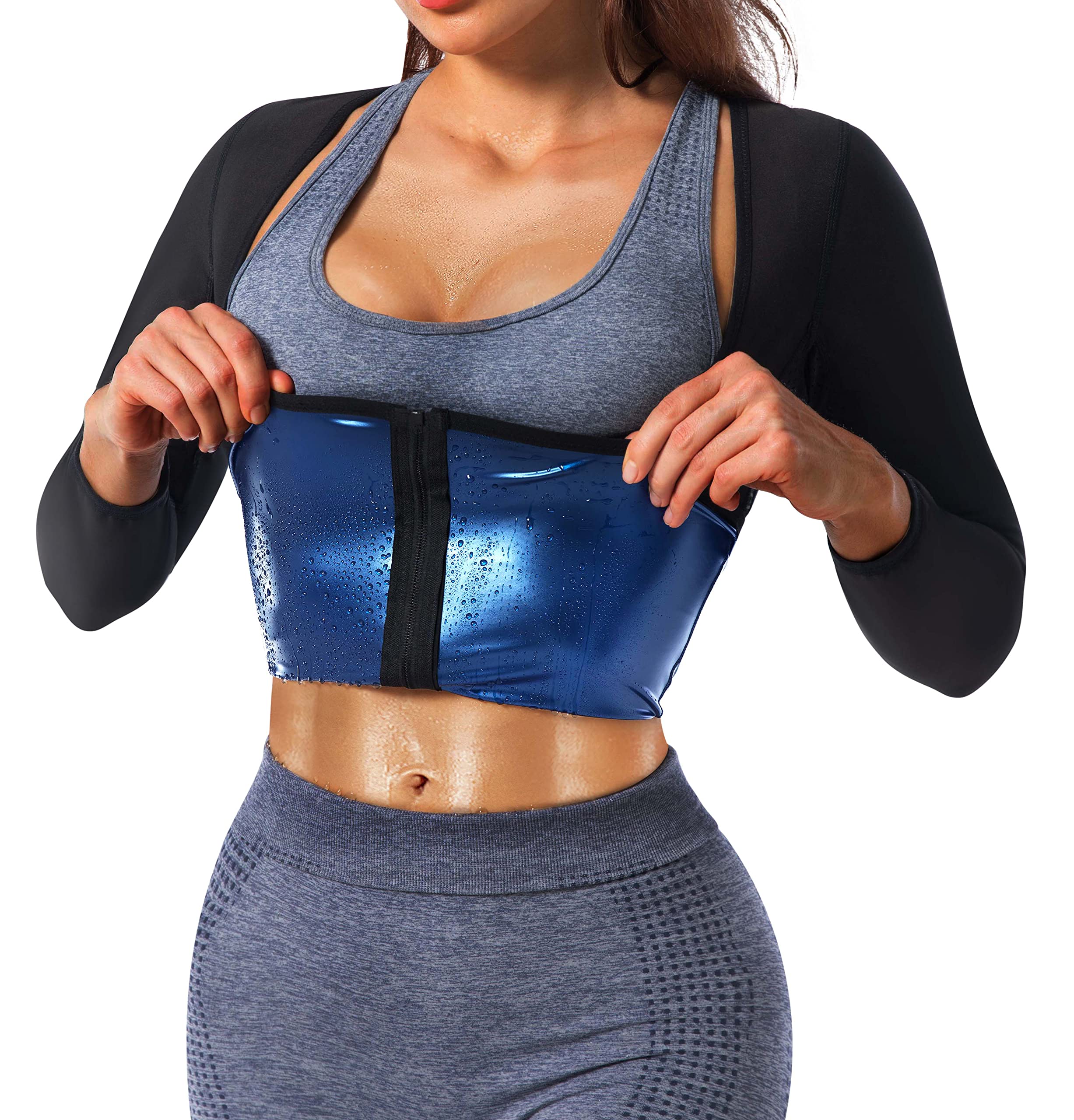 Women's Sauna Shirt for Weight Loss - Waist Trainer Sweat Vest with Zipper | Workout Body Shaper for Fitness & Sauna Sessions