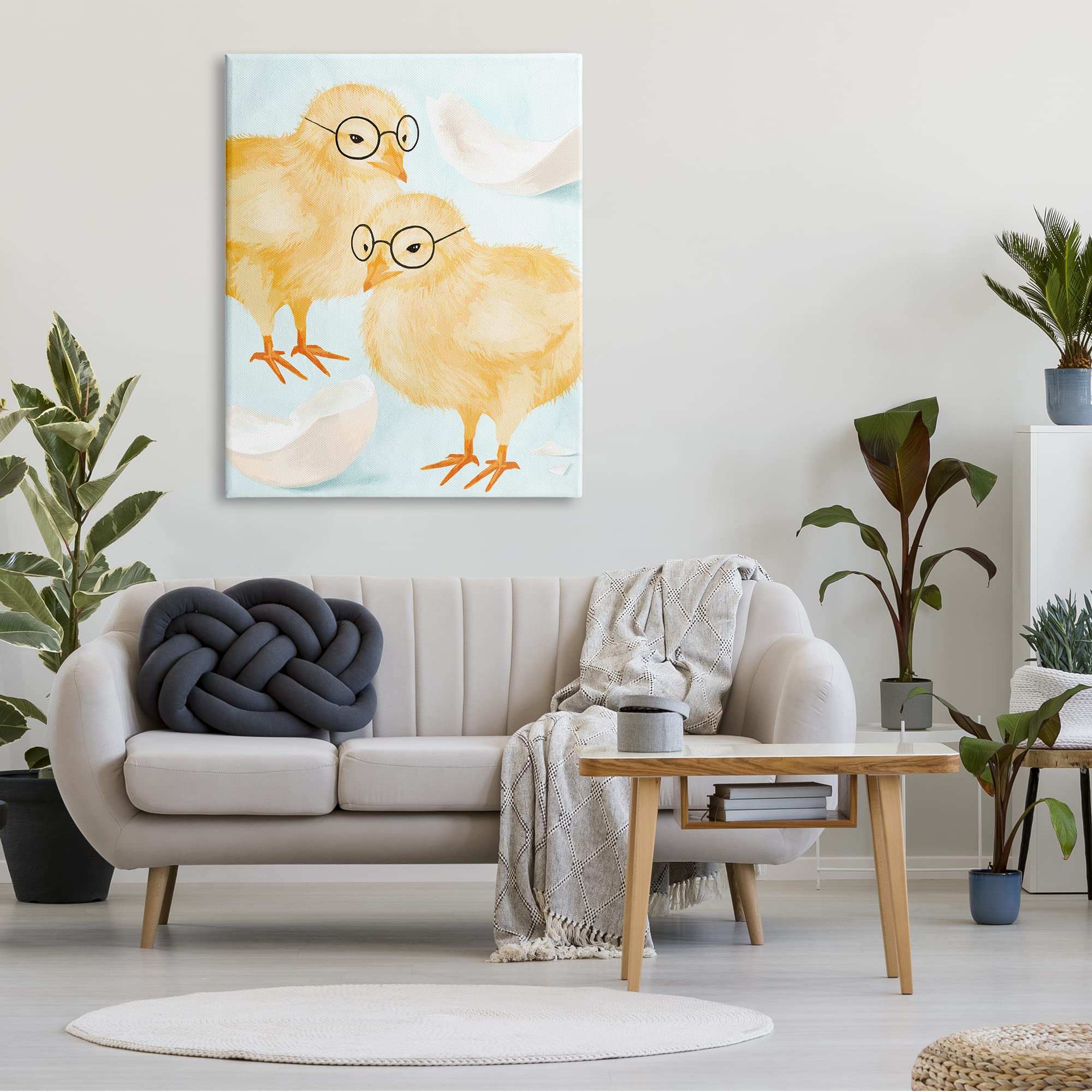 Stupell Industries Easter Chicks Hatched Eggs Yellow Birds Round Glasses Canvas Wall Art - 36