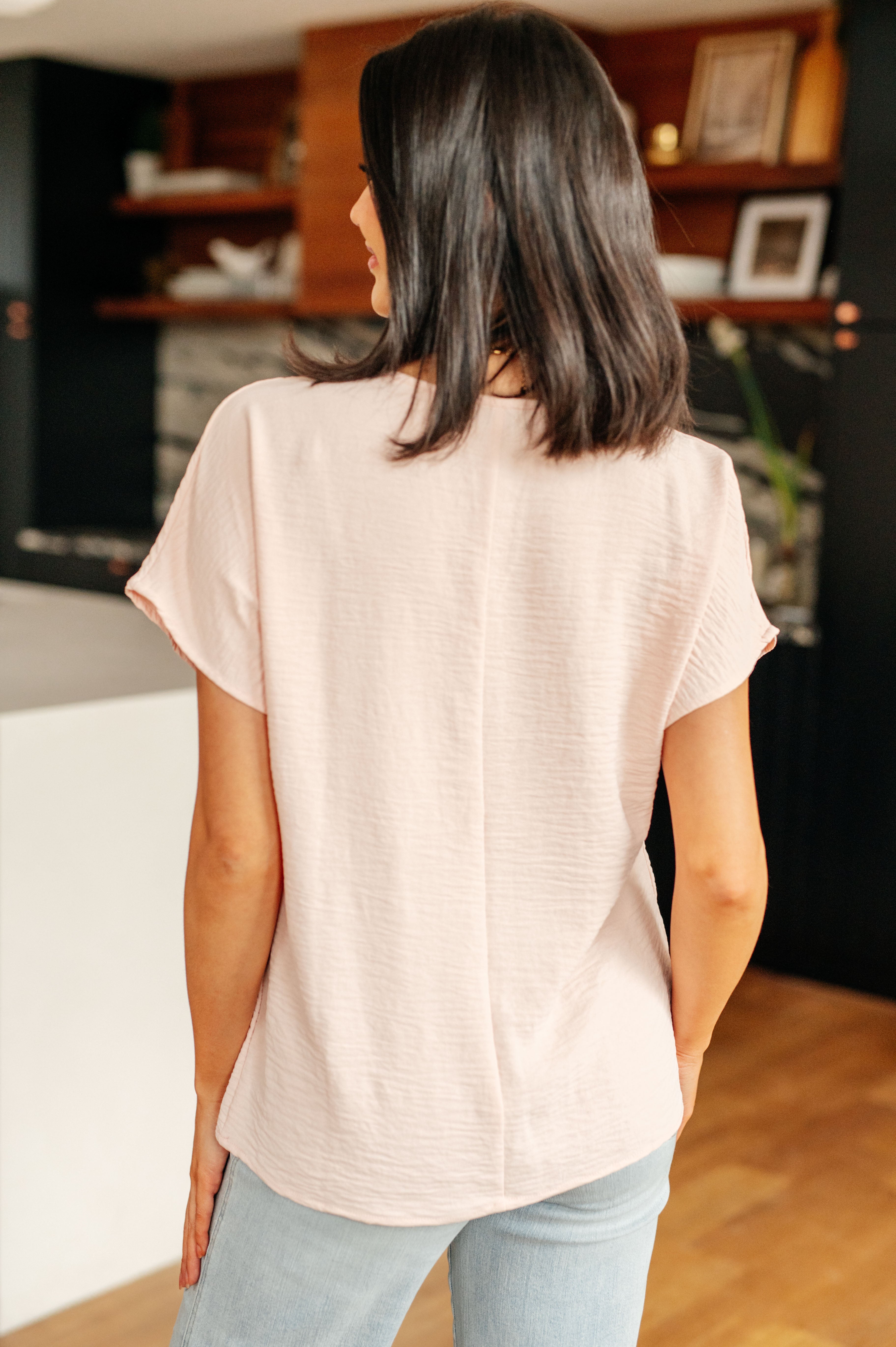 Blush V Neck Top for Women - Soft & Comfortable FAQ T-Shirt - Perfect for Casual Wear, Work & Everyday Outfits