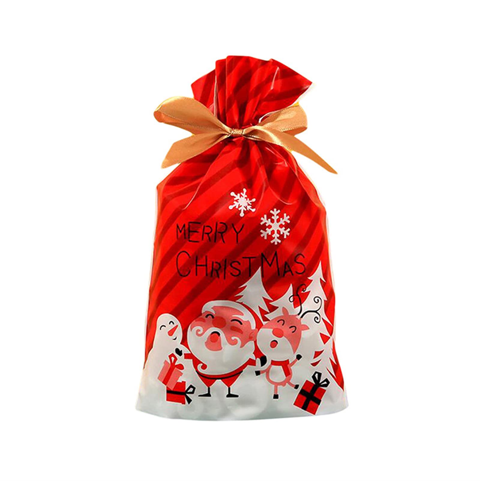 Flybloom 10 Pcs Christmas Candy Bags - Drawstring Holiday Treat Bags for Christmas, Birthday Parties & Gift Wrapping - Perfect for Festive Snacks, Party Favors & Small Gifts (Style 1)