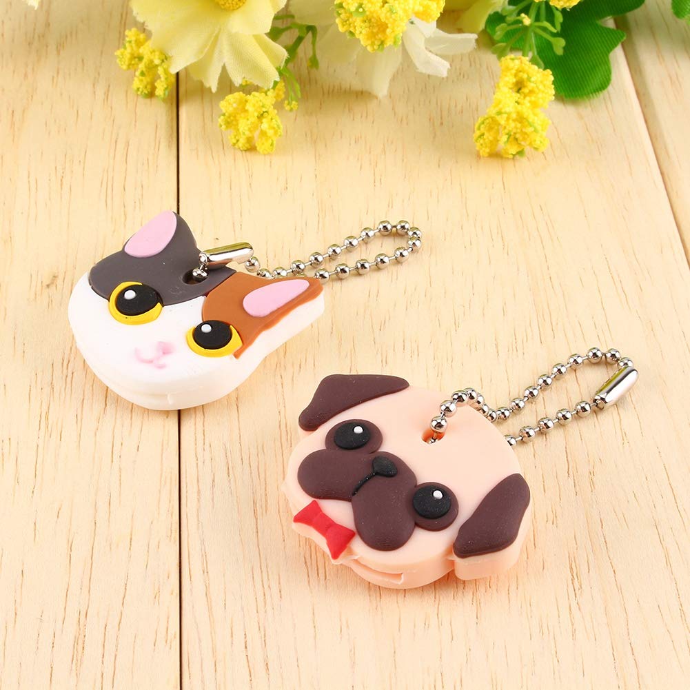 Zerodis PVC Dog Key Holder - Durable Key Ring Cover with Animal Key Caps & Label Tags for Easy Key Identification - Perfect for Home, Office, and Pet Lovers Accessories