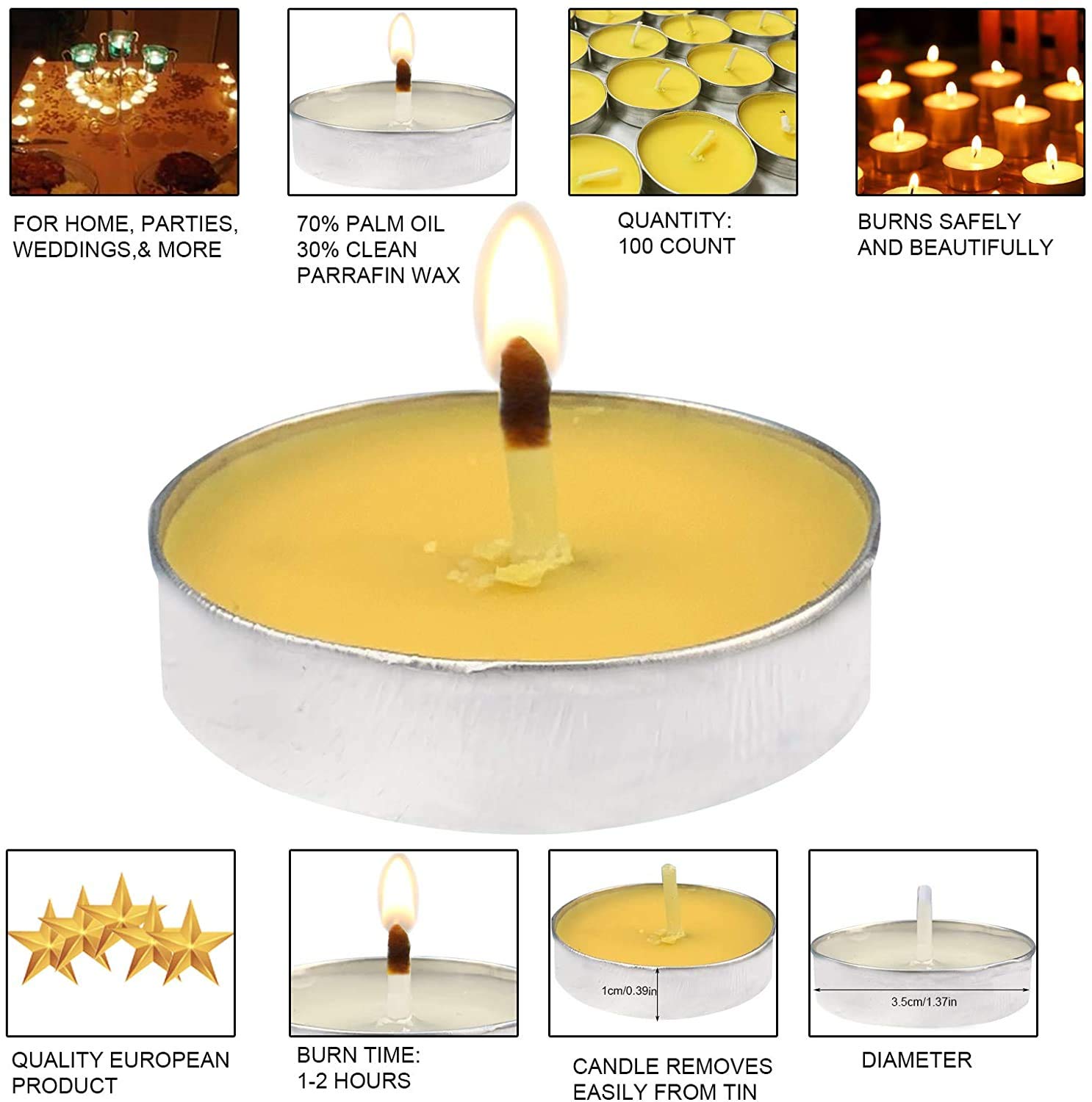 OUO 50 Pack Smokeless Tea Light Candles - Dripless & Long Lasting for Weddings, Home Decor & Parties (Purple)
