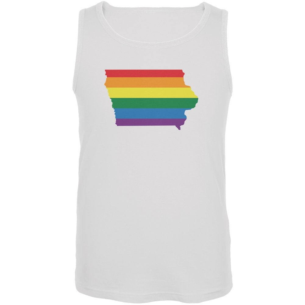 Iowa LGBT Gay Pride Rainbow White Adult Tank Top - Medium - Perfect for Pride Parades, Festivals & LGBTQ+ Events