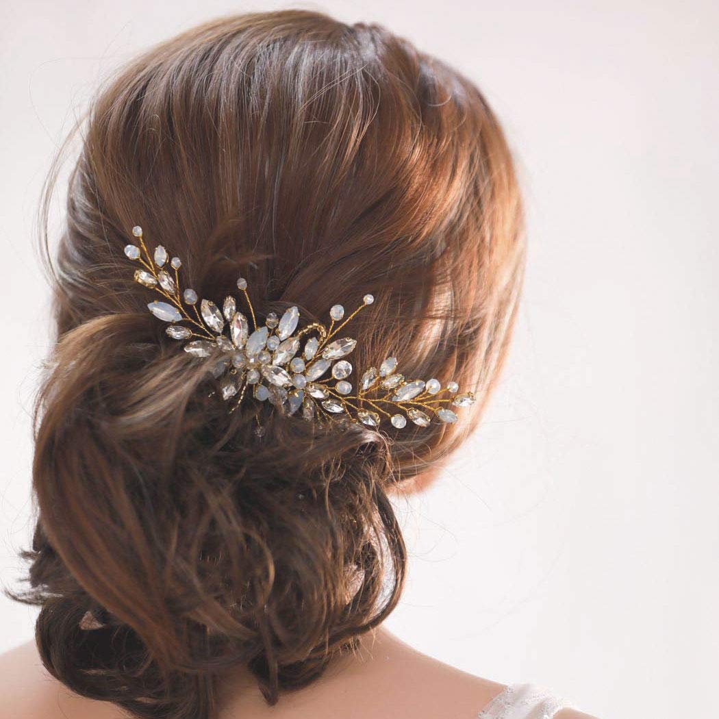 Elegant Unicra Bride Wedding Hair Comb - Black Delicate Opal Crystal Bridal Headpiece for Women & Girls | Perfect for Weddings, Prom, and Formal Events
