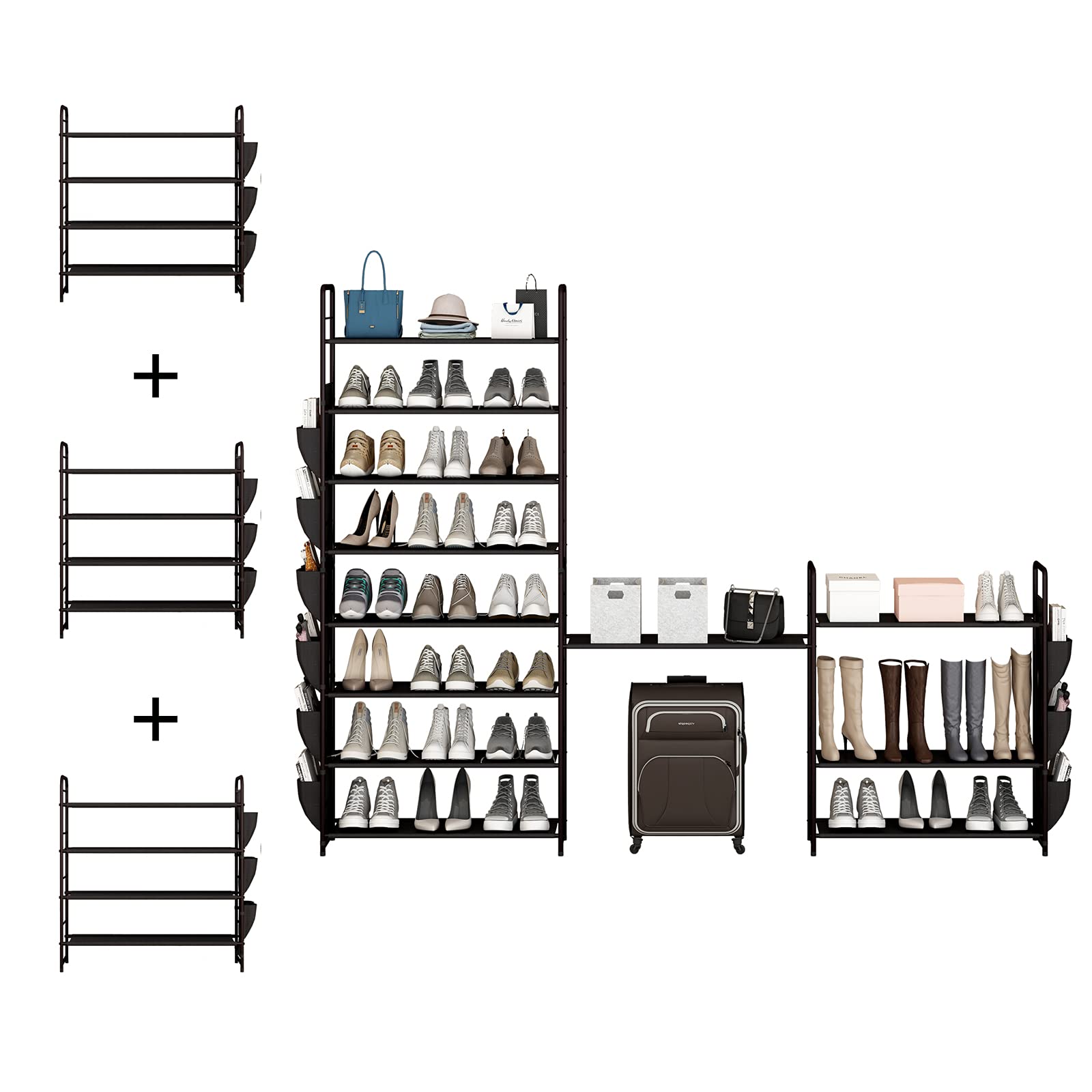 4-Tier Metal Shoe Rack Organizer - Free Standing Shoe Storage Shelf in Bronze | Perfect for Entryway, Closet & Bedroom Organization