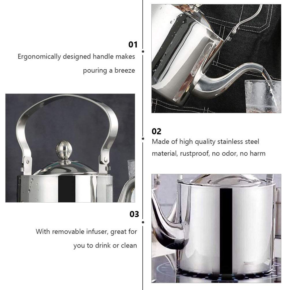 Premium Stainless Steel Teapot with Infuser - Stovetop Safe Tea Kettle for Loose Leaf & Herbal Tea - Perfect for Home, Office & Outdoor Tea Brewing