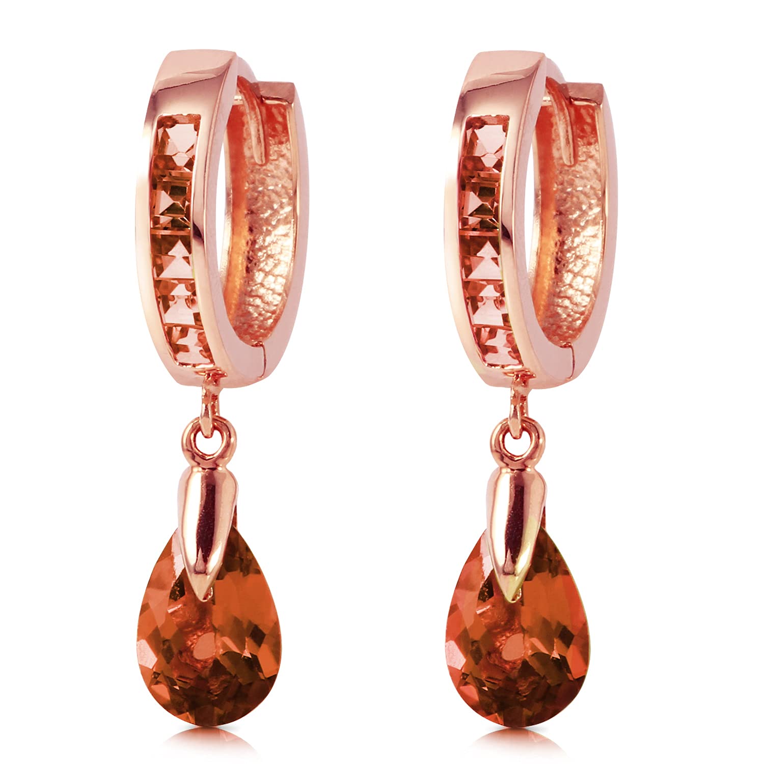 4.3 Carat 14k Solid Rose Gold Hoop Earrings with Natural Dangling Garnet Gemstone - Elegant Jewelry for Women, Perfect for Weddings, Parties & Special Occasions