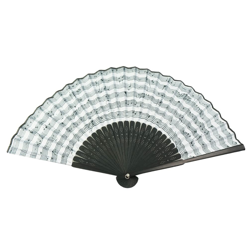 Salutto Handheld Fan with Beautiful Musical Note Printed Fabric - Portable & Stylish Cooling Fan for Outdoor, Travel, Concerts & Summer Events