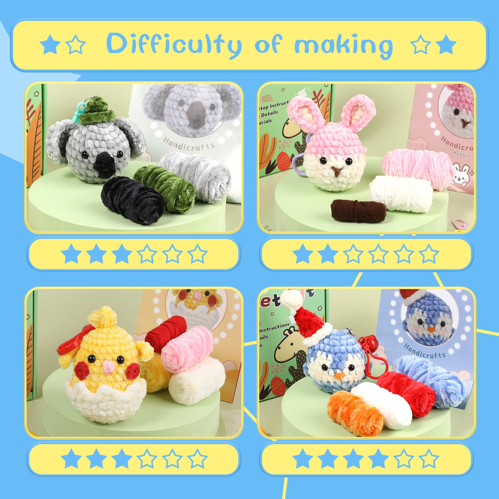 UzecPk Complete Crochet Starter Kit for Beginners - DIY Animal Amigurumi Making Kit for Adults & Teens - Perfect Gift for Craft Lovers | Great for Relaxation, Home Decor & Handmade Gifts