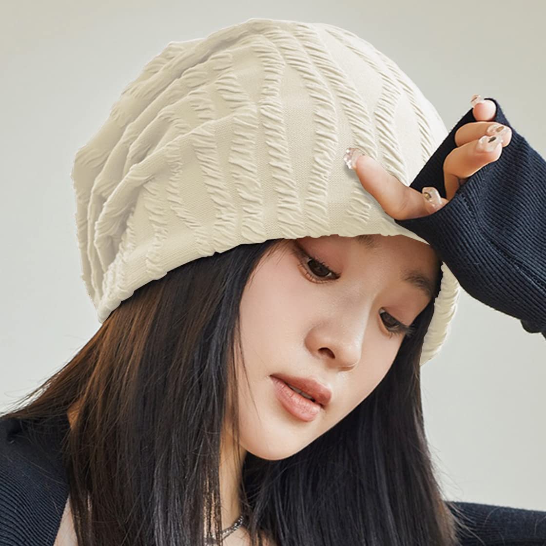 HyzaPhix Women's Fashion Pom Pom Beanie Hat - Soft Knit Winter Hat for Women & Girls - Warm Bobble Hat for Cold Weather - Perfect for Outdoor Activities, Skiing, and Casual Wear