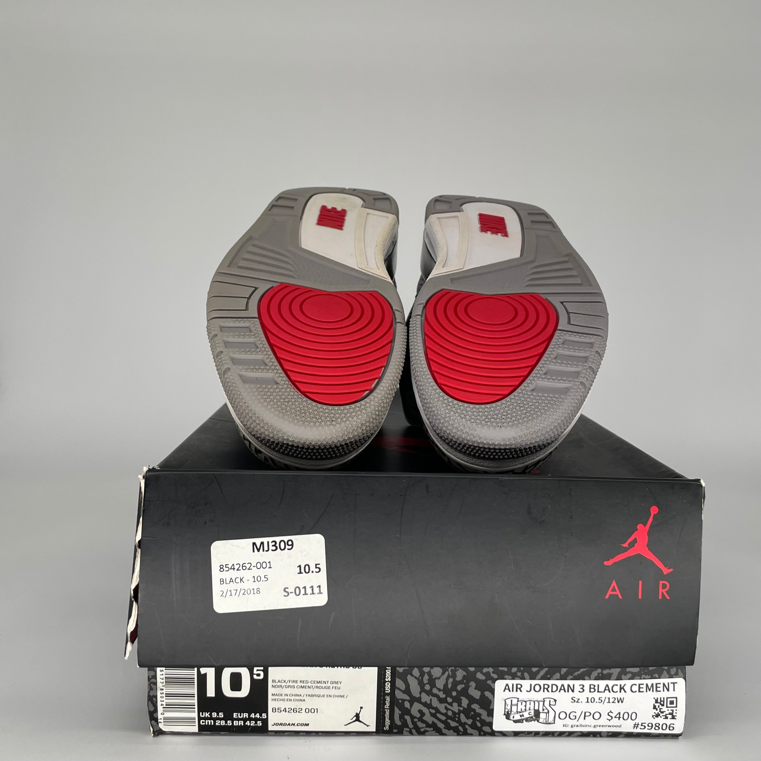 AIR JORDAN 3 Retro Black Cement Men's Basketball Shoes Size 10.5 (854262-001) - Authentic Sneakers for Streetwear & Basketball Games