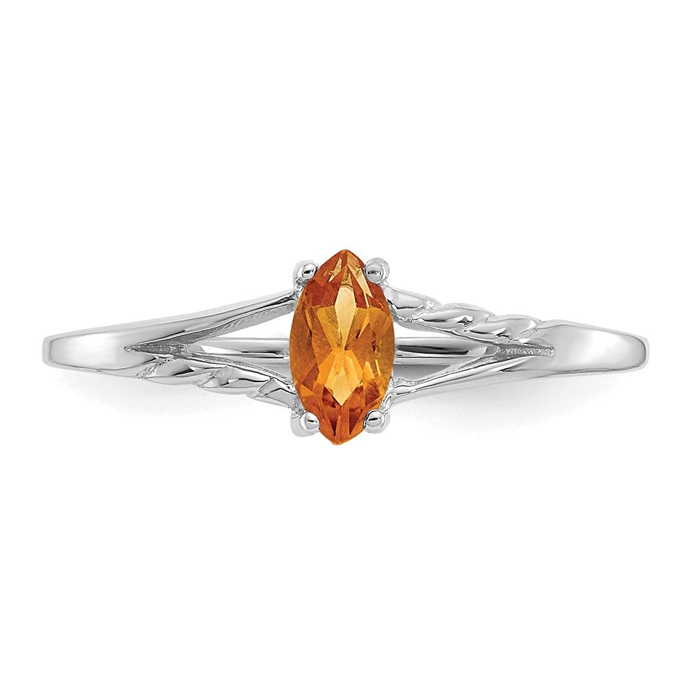 14k White Gold Citrine Ring for Women - Elegant Birthstone Jewelry Gift for Her, Size 7 - Perfect for Anniversaries & Special Occasions