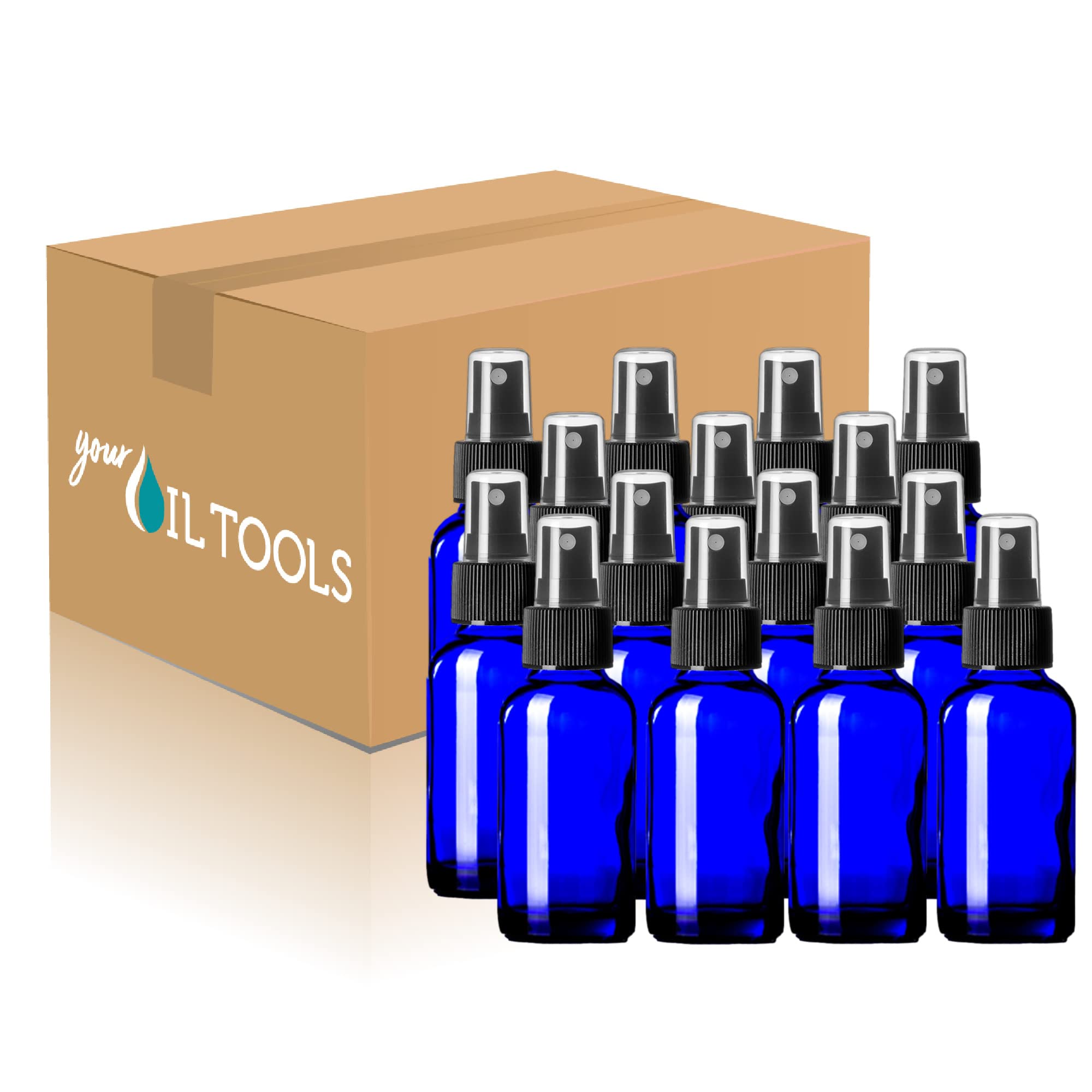 1 oz Glass Bottle with Black Fine Mist Sprayer - Pack of 120 (Blue) - Perfect for Essential Oils, Perfumes & DIY Beauty Products
