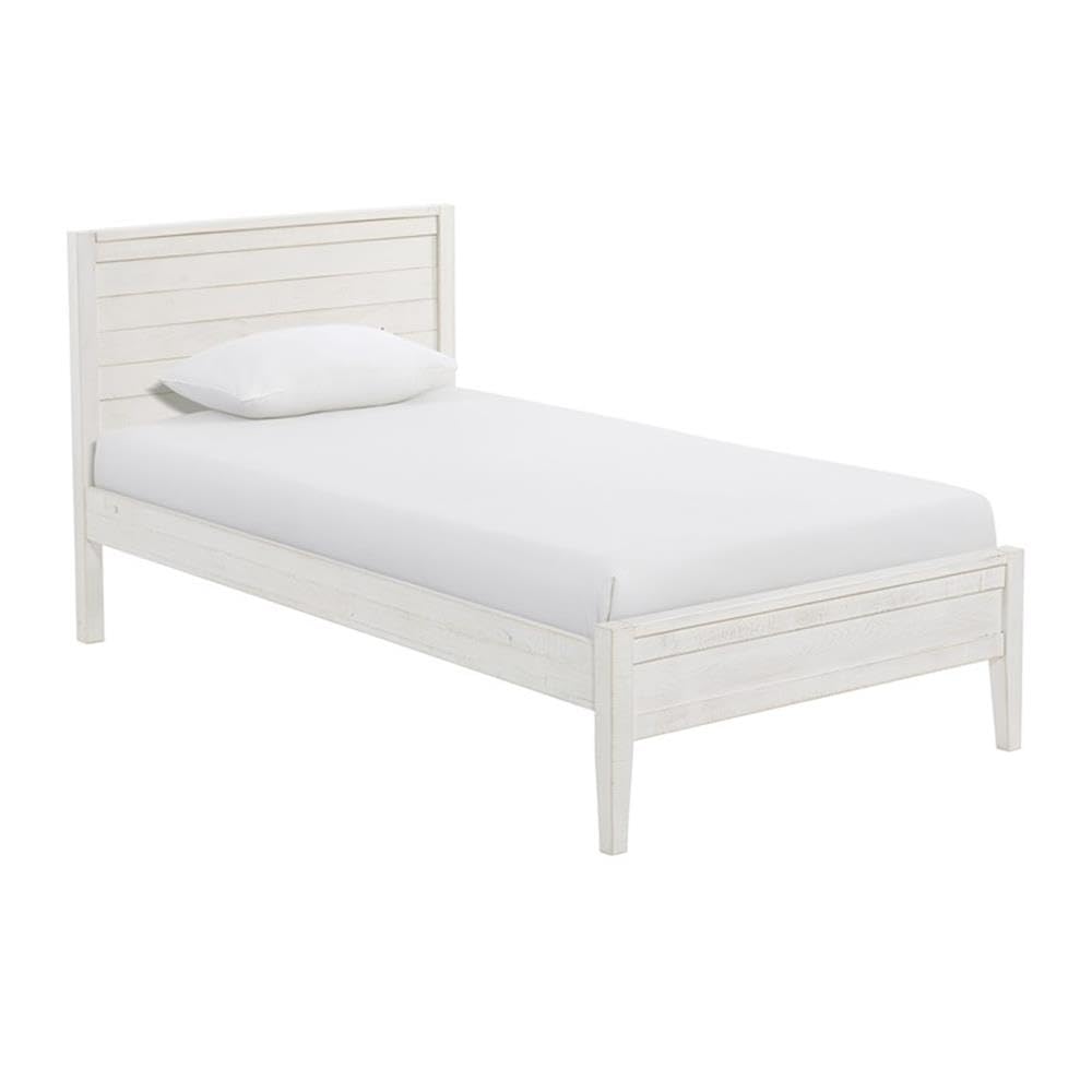 Alaterre Windsor 3-Piece Bedroom Set - Twin Panel Bed with 2 Nightstands in Driftwood White | Modern Farmhouse Furniture for Kids & Guest Rooms