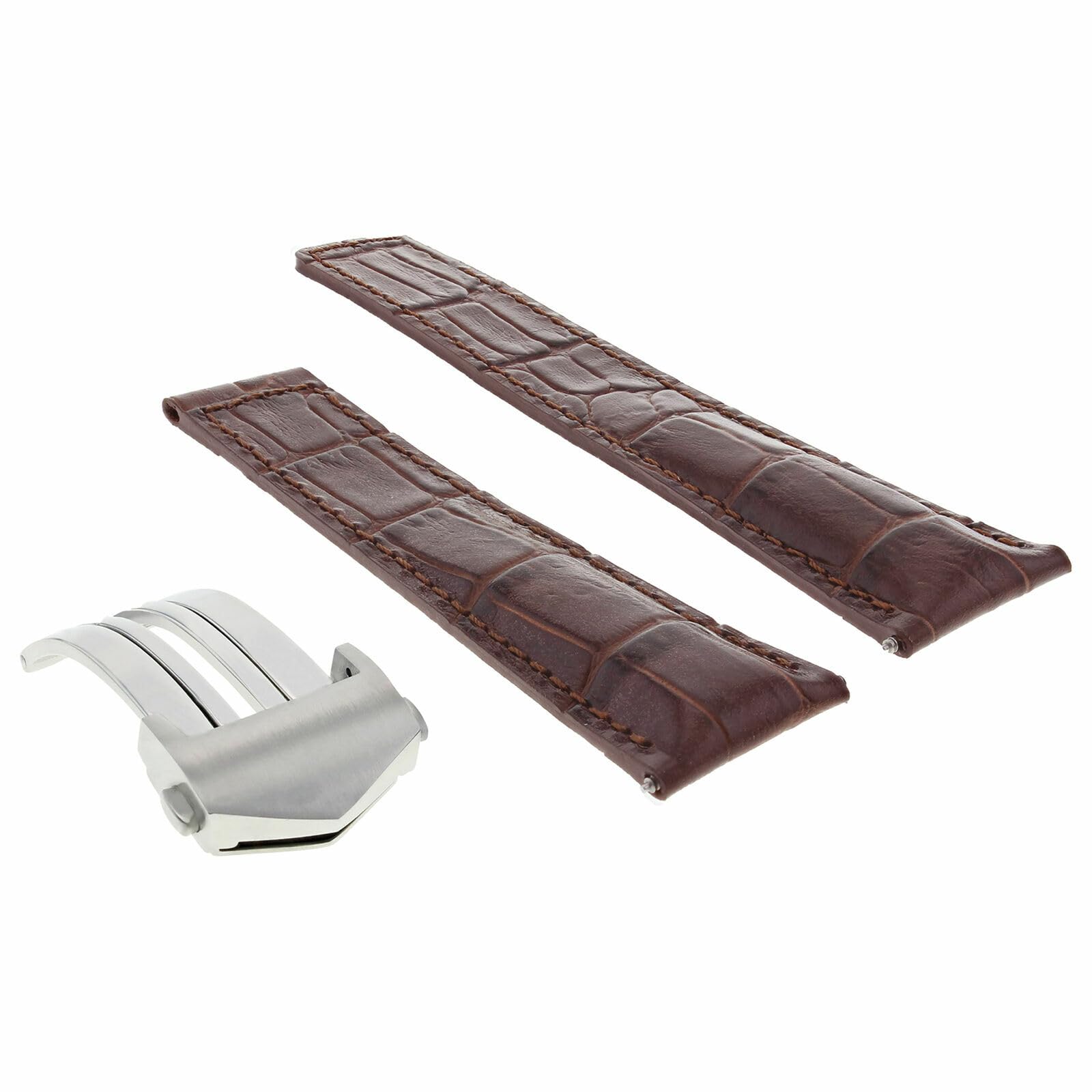 19mm Leather Watch Band for Tag Heuer Carrera - Brown Strap Replacement for Twin Time Calibre 7 | Dress & Casual Wear