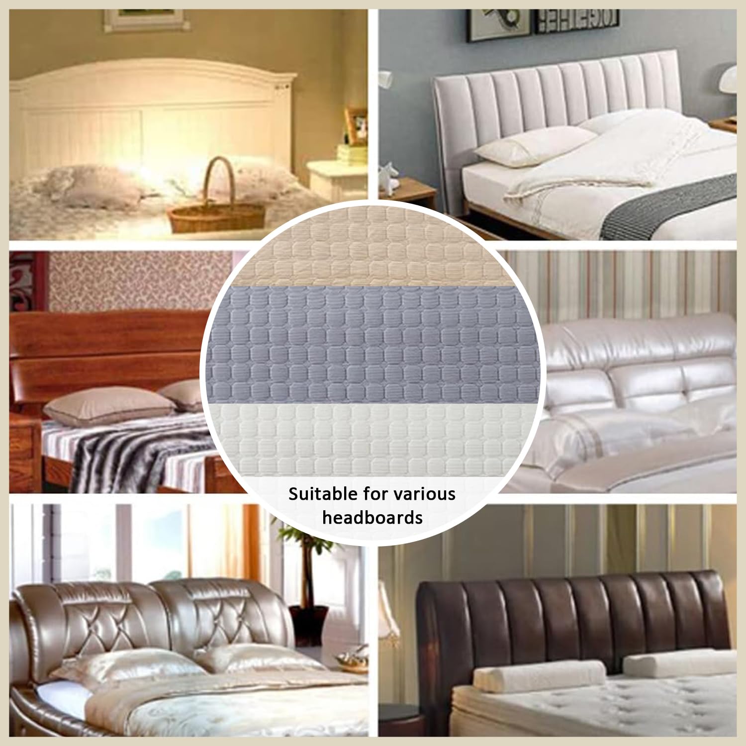 Elastic Bed Headboard Slipcover with Side Pockets - King Size Grey Removable Protective Cover for Bedroom Decor - Perfect for Home, Hotel, and Dorm Room Use