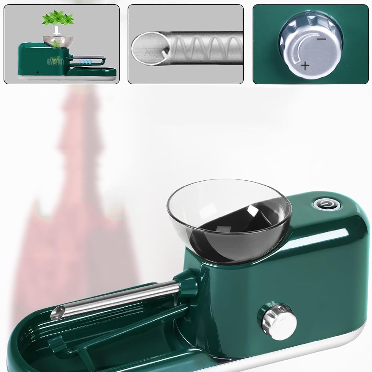 Premium Electric Za Rolling Machine - Automatic 6.5mm/8mm Herb Grinder | Portable & Fast Rolling for Perfect Joints | Ideal for Home Use, Travel & Outdoor Activities (Green)