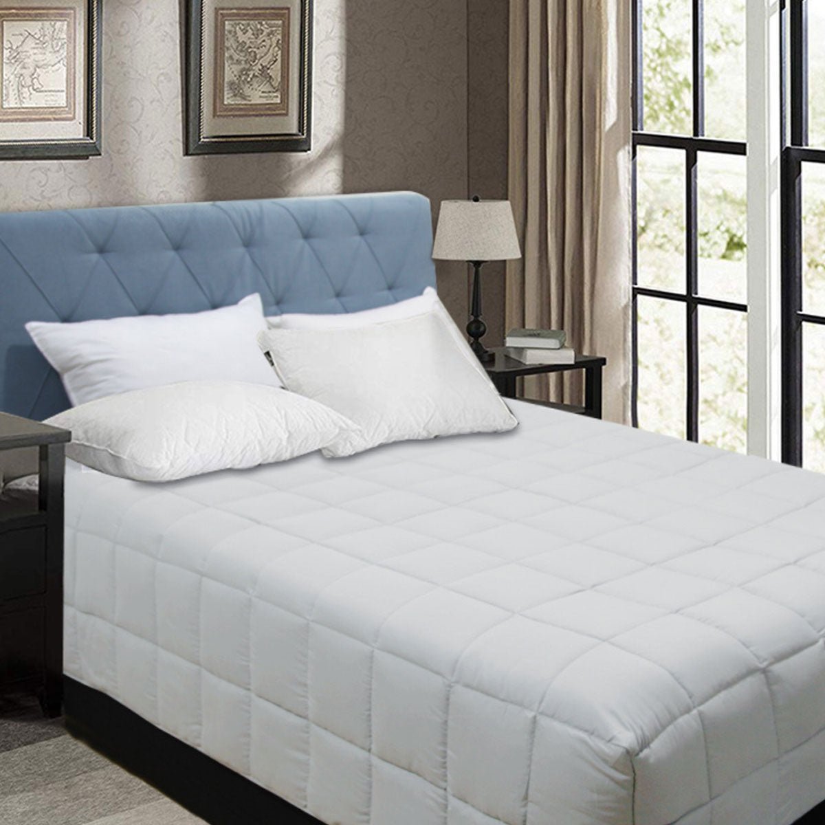 Bamboo Blend Microfiber Box End Quilt - Silver Queen Size - Ultra Soft & Hypoallergenic Bedding for Comfortable Sleep - Perfect for Home, Hotel, and Guest Room Use
