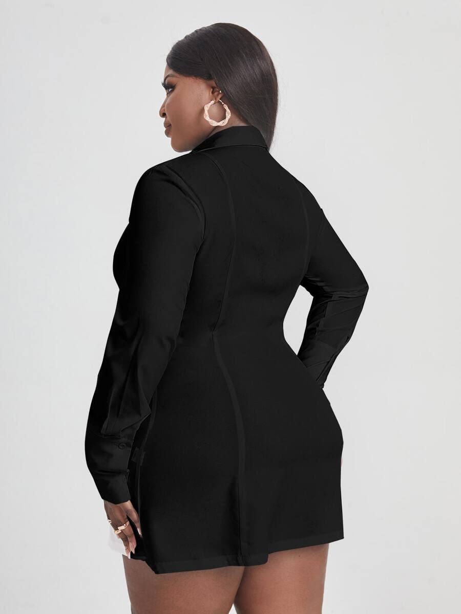 TINMIIR Women's Plus Size Solid Button Front Blouse - Black 0XL | Casual & Office Wear for Women | Comfortable & Stylish Tops for Work & Everyday Outfits