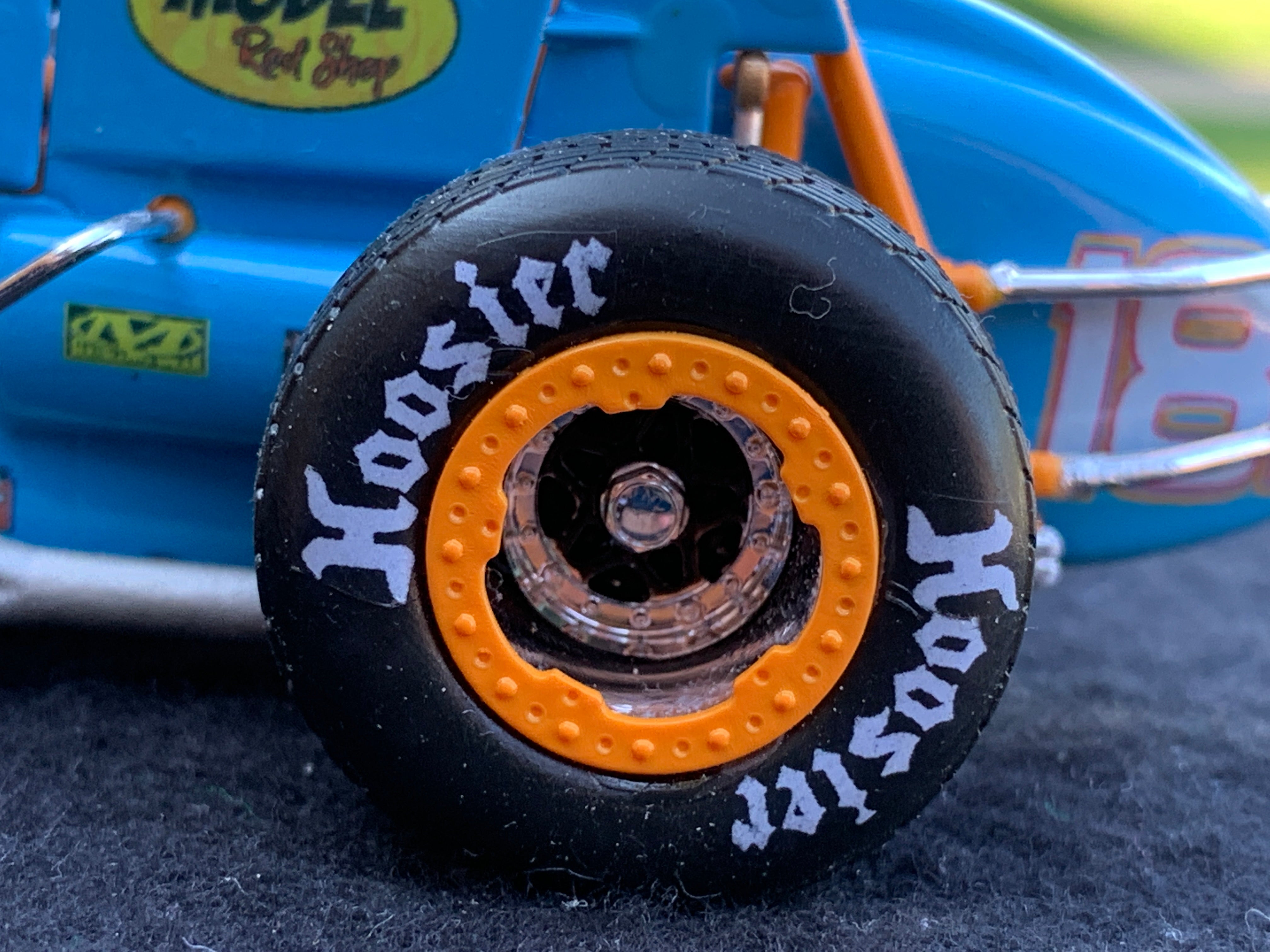 Hoosier Late Model White Tire Water Slide Decals - High-Quality Racing Decals for Dirt Track & Sprint Cars
