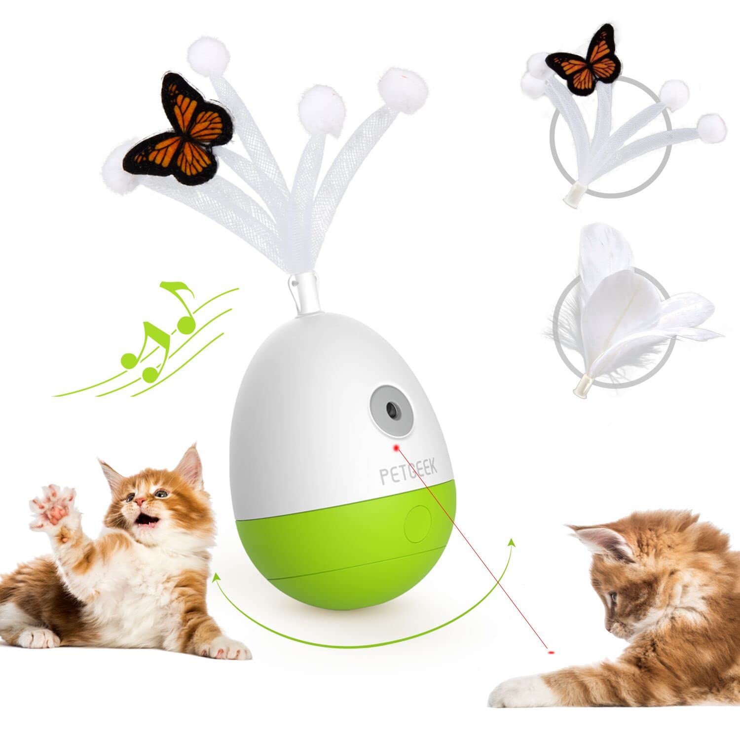 PETGEEK Interactive Dog Treat Dispenser & Cat Feather Toy - Training Reward System for Dogs & Playful Exercise Toy for Cats - Perfect for Obedience Training & Indoor Cat Entertainment