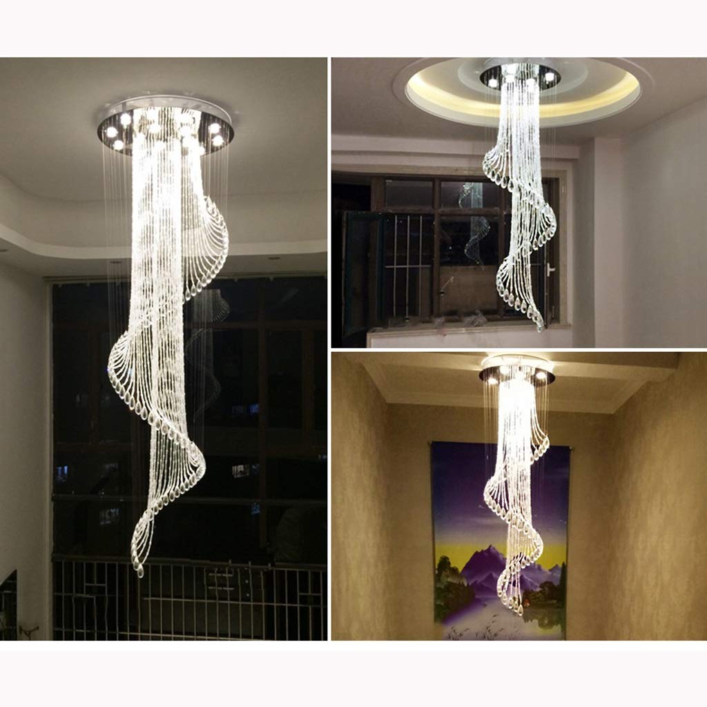 GAOXIN Spiral Staircase Crystal Chandelier with Pineapple Beads - 40x120cm Large Living Room Lighting for Duplex Villas & Luxury Homes | Elegant Ceiling Lamp for Stairwells, Foyers & Grand Entrances
