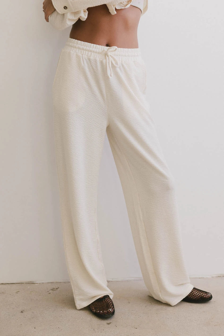 Etta Wide Leg Pants Women's High Waisted Linen Blend Casual Trousers in Beige | Comfortable & Stylish for Work, Travel & Everyday Wear | FINAL SALE