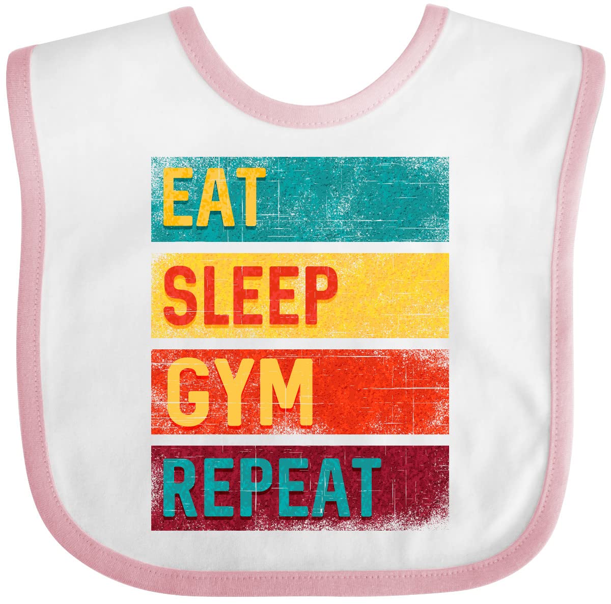 Inktastic Fitness Eat Sleep Gym Repeat Baby Bib - Soft Cotton Drool Bib for Active Babies - Perfect for Gym, Playtime & Everyday Use