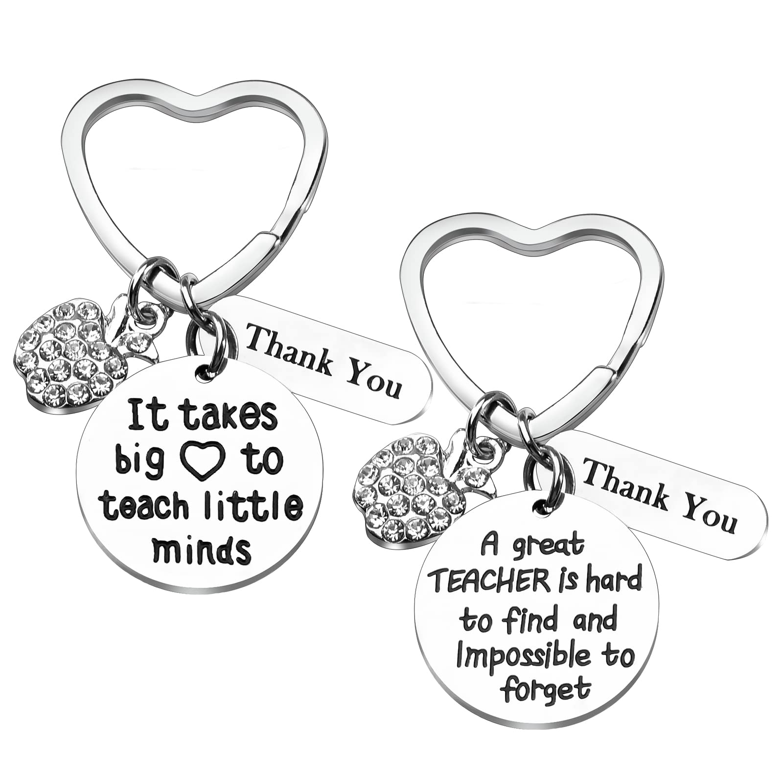 2 PCS Teacher Appreciation Keychain Set - Bulk Teacher Gifts for Women, Best Birthday & Thank You Present for Educators - Perfect for Teacher's Day, End of Year & Classroom Gifts