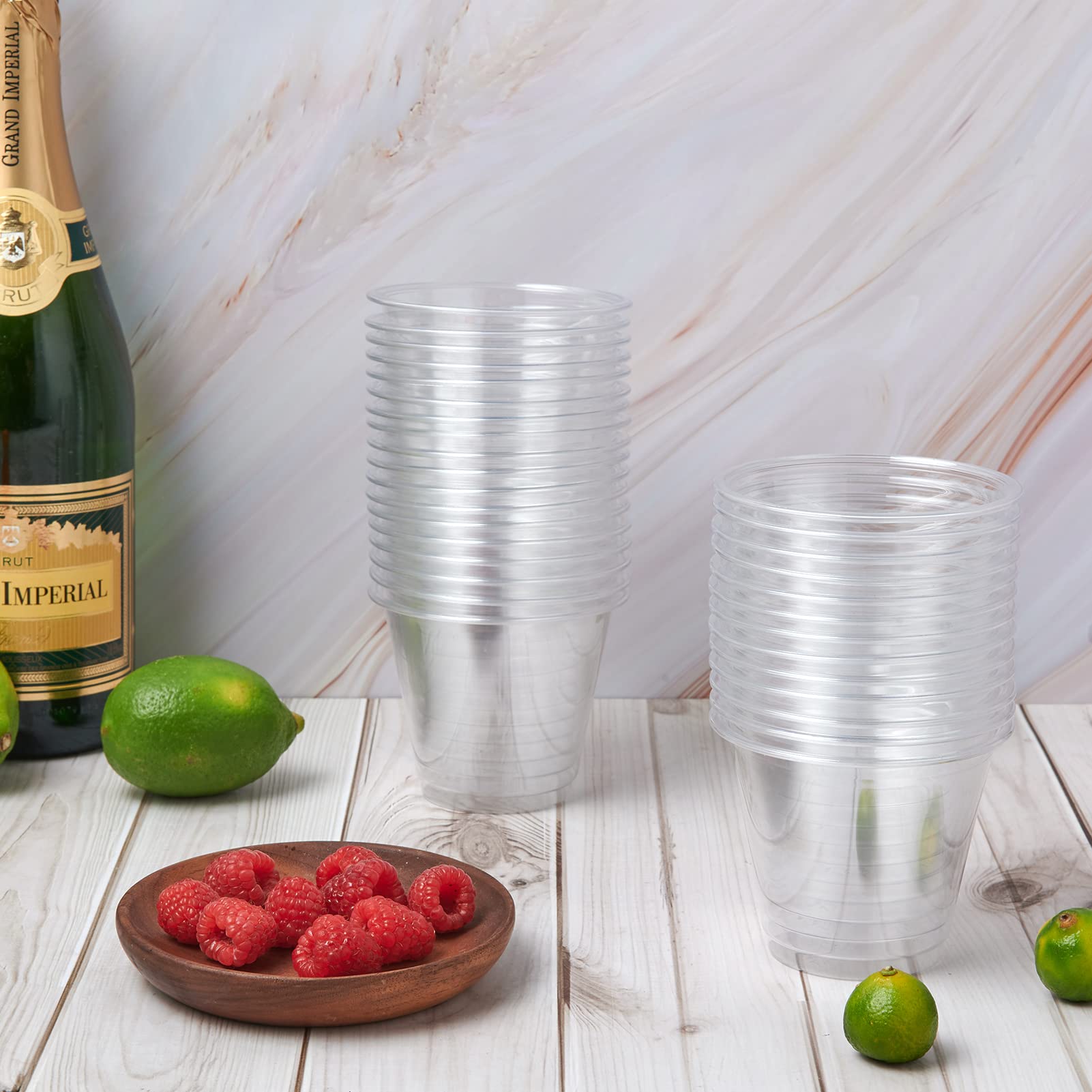 Turbo Bee 600 Pack 9 oz Clear Plastic Cups - Disposable & Reusable PET Tumblers for Parties, Weddings & Holidays (Thanksgiving, Halloween, Christmas) - Perfect for Beverages, Cocktails & Outdoor Events