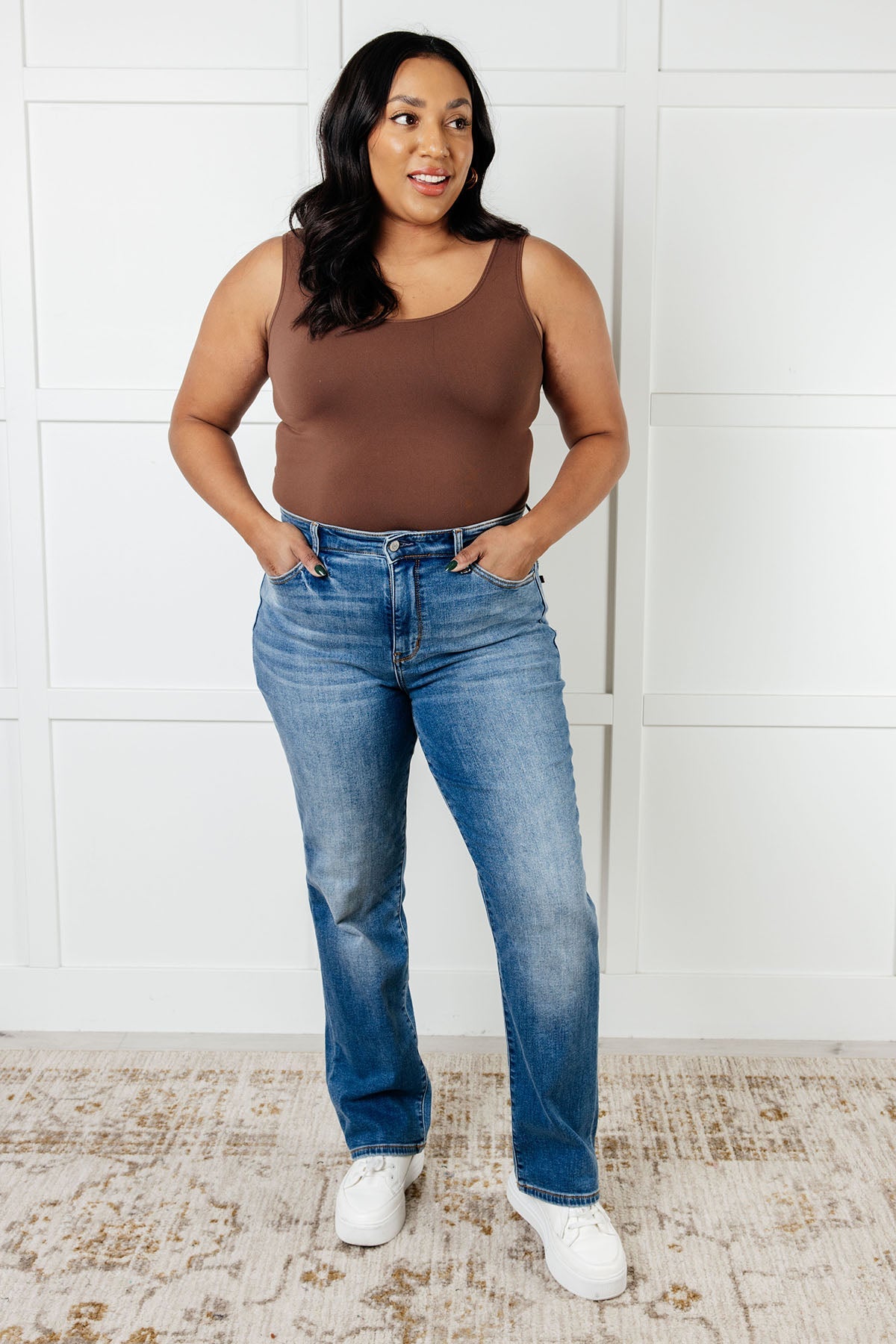 Vintage Wash Thermal Straight Jeans for Women - High Waisted Slim Fit Denim Pants - Perfect for Winter, Casual Wear & Office Outfits
