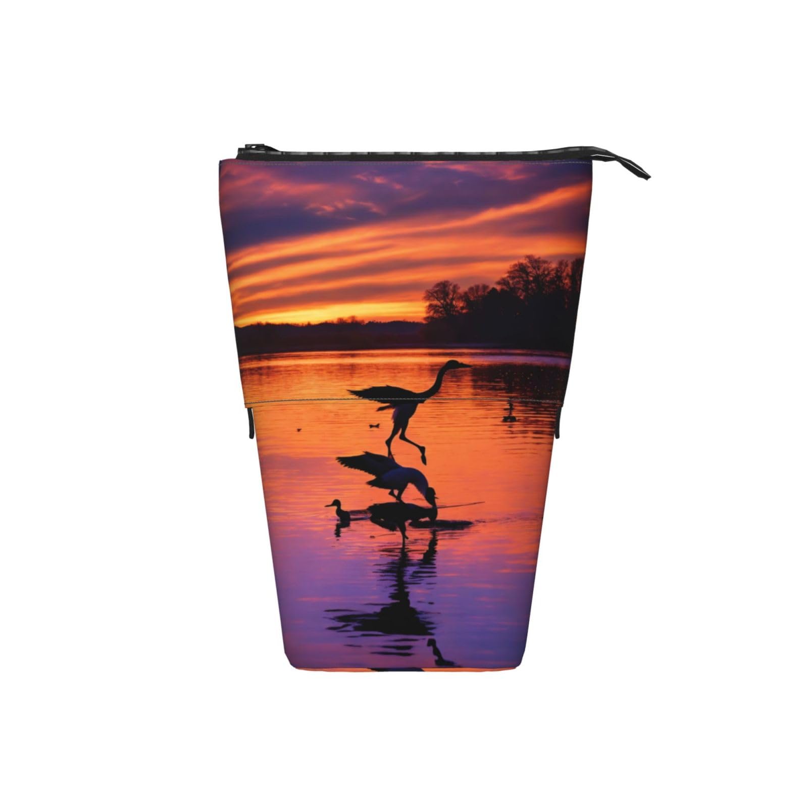 WURTON Hunting & Wild Ducks Print Expandable Pencil Case - Portable Stationery Organizer for School, Office & Travel | Perfect for Pens, Makeup & Art Supplies Storage