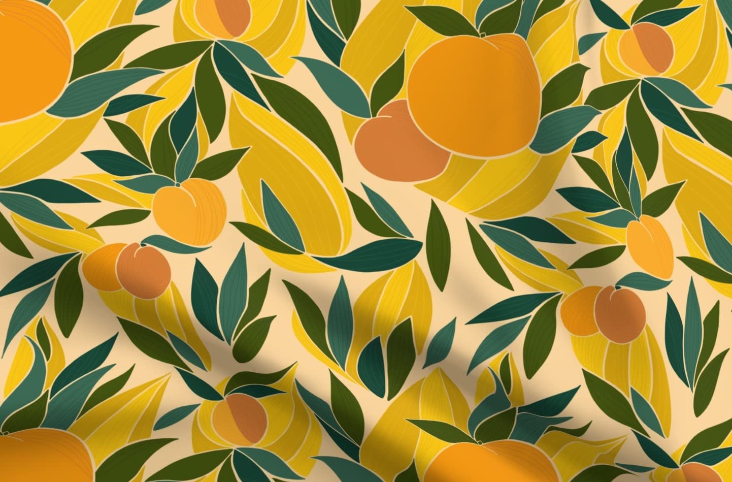Premium Spoonflower Fabric - Peaches & Fruit Stone Print on Petal Signature Cotton by The Yard - Perfect for Sewing, Quilting, Apparel, Crafts & Home Decor - Ideal for DIY Projects, Clothing, and Decorative Pillows