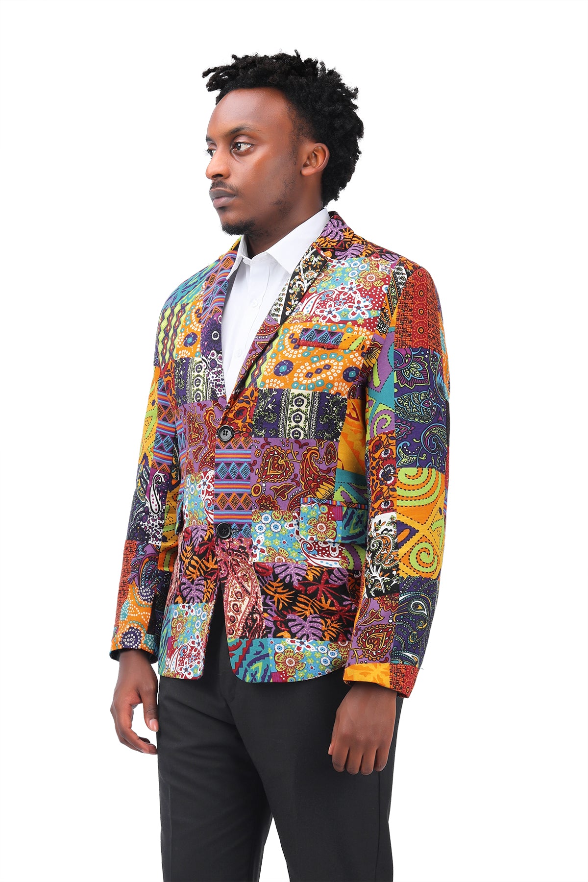 Men's Floral Printed Casual Blazer Jacket - Lightweight Canvas Coat for Business Casual & Wedding Attire