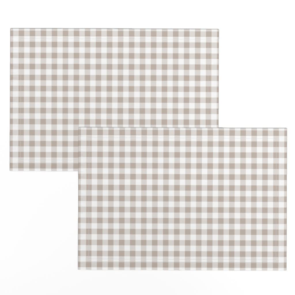 Premium Linen Cotton Canvas Placemats Set of 2 - Gingham Taupe Tartan Plaid Tan Country Checks Print - Elegant Table Setting for Dining Room, Kitchen, and Outdoor Entertaining