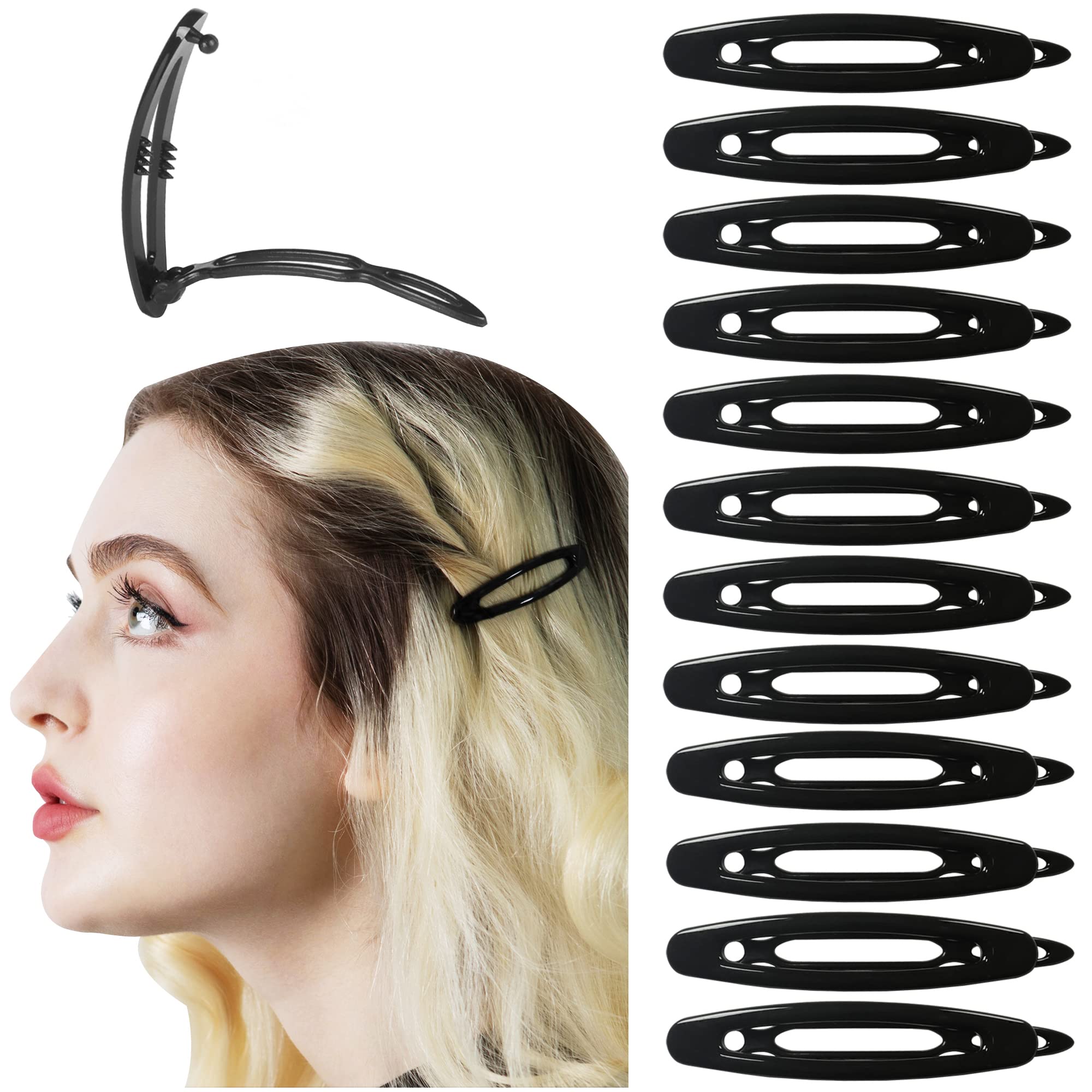 12pcs Hair Barrettes Set for Women and Girls - Non-Slip Hair Clips for Thick, Thin & Fine Hair | BPA Free Handmade Snap Hairpins | Perfect for School, Work, Parties & Everyday Styling