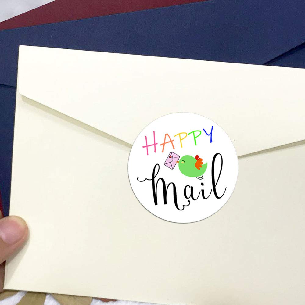120pcs Happy Mail Stickers - Cute Heart-Shaped Package Labels for Envelopes (1.6 Inch) | Perfect for DIY Scrapbooking, Gift Wrapping & Letter Sealing | Adhesive Decorative Stickers for Mail Art & Craft Projects