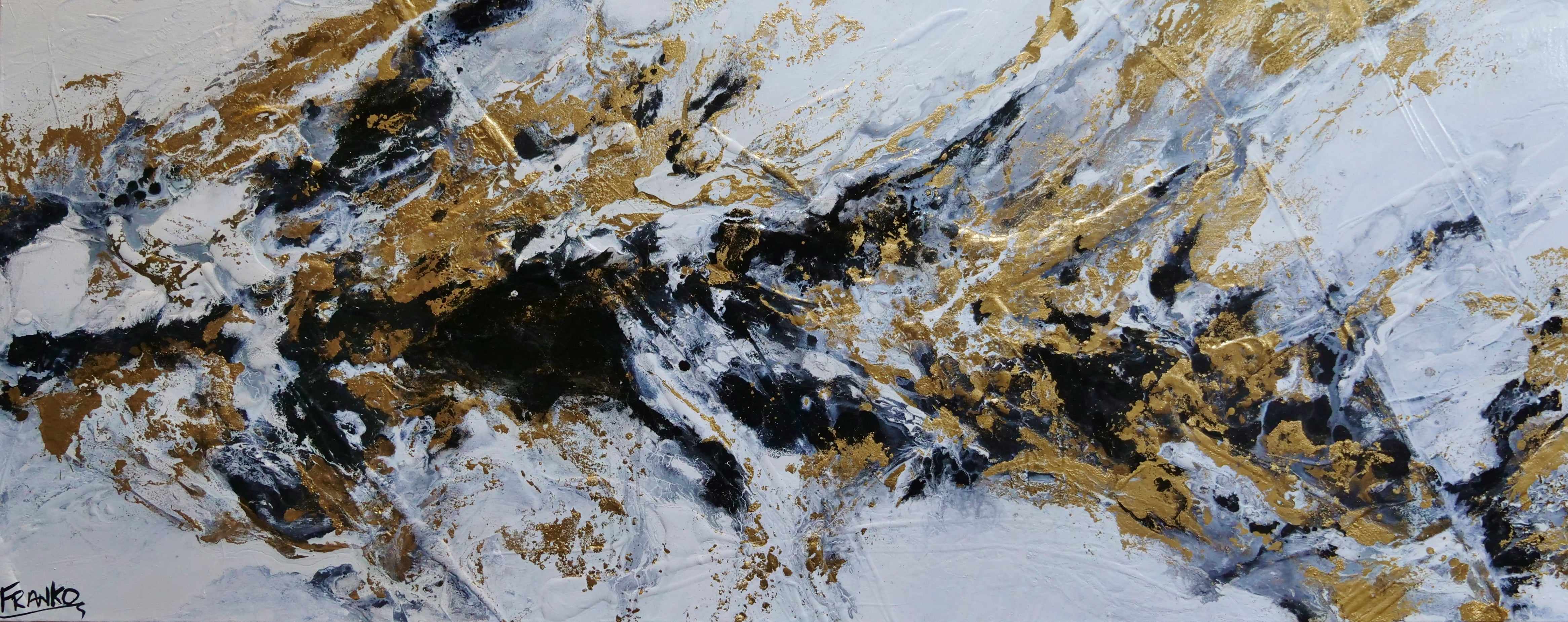 Black and Gold Elegance 200cm x 80cm Abstract Textured Canvas Painting - Modern Wall Art for Living Room, Bedroom & Office Decor