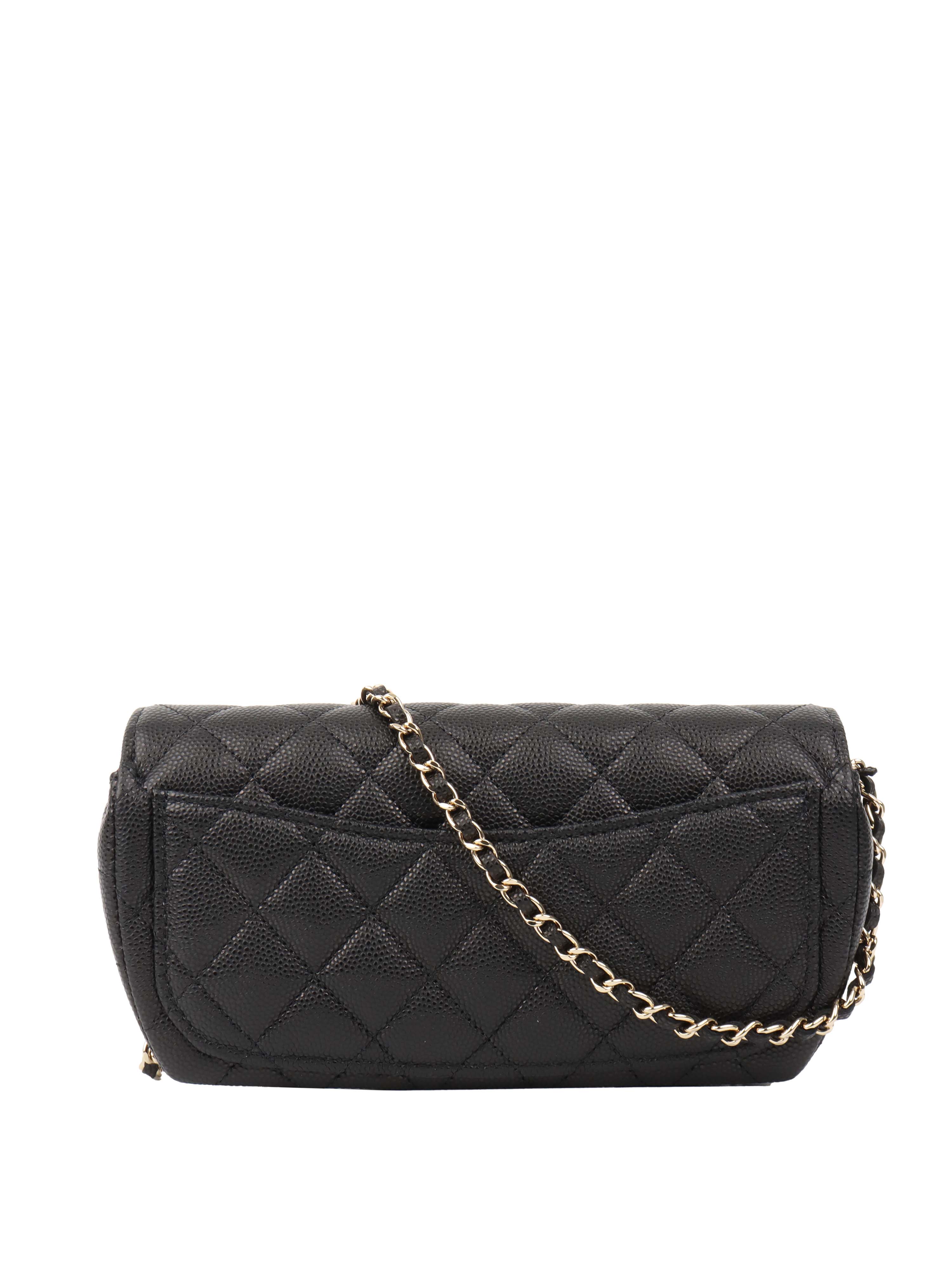 Chanel Black Caviar Leather Glasses Case Chain Bag - Luxury Eyewear Holder for Women, Designer Sunglasses Pouch with Chain Strap, Perfect for Travel & Everyday Use