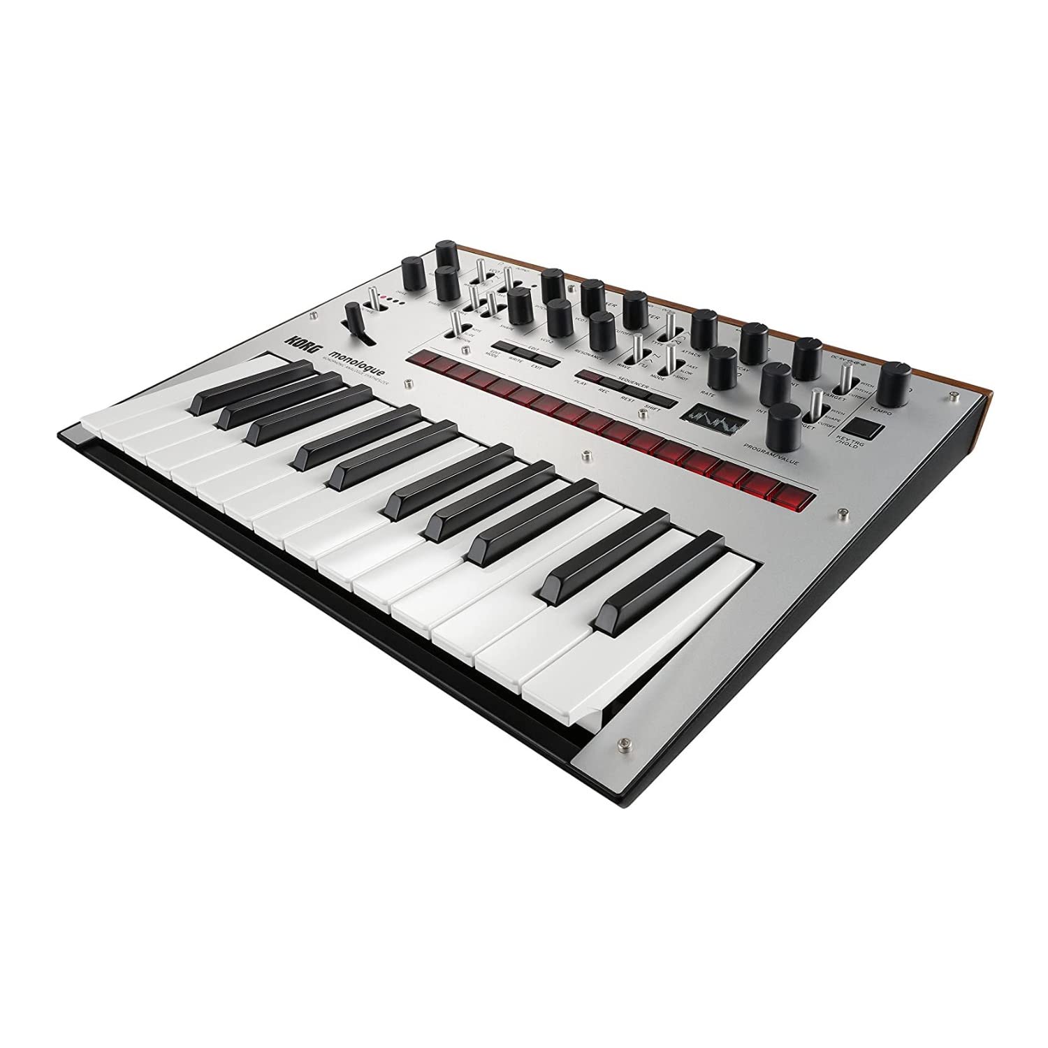 Korg Monologue Monophonic Analog Synthesizer with 16-Step Sequencer & OLED Oscilloscope - Silver | Professional Music Production & Live Performance Synth