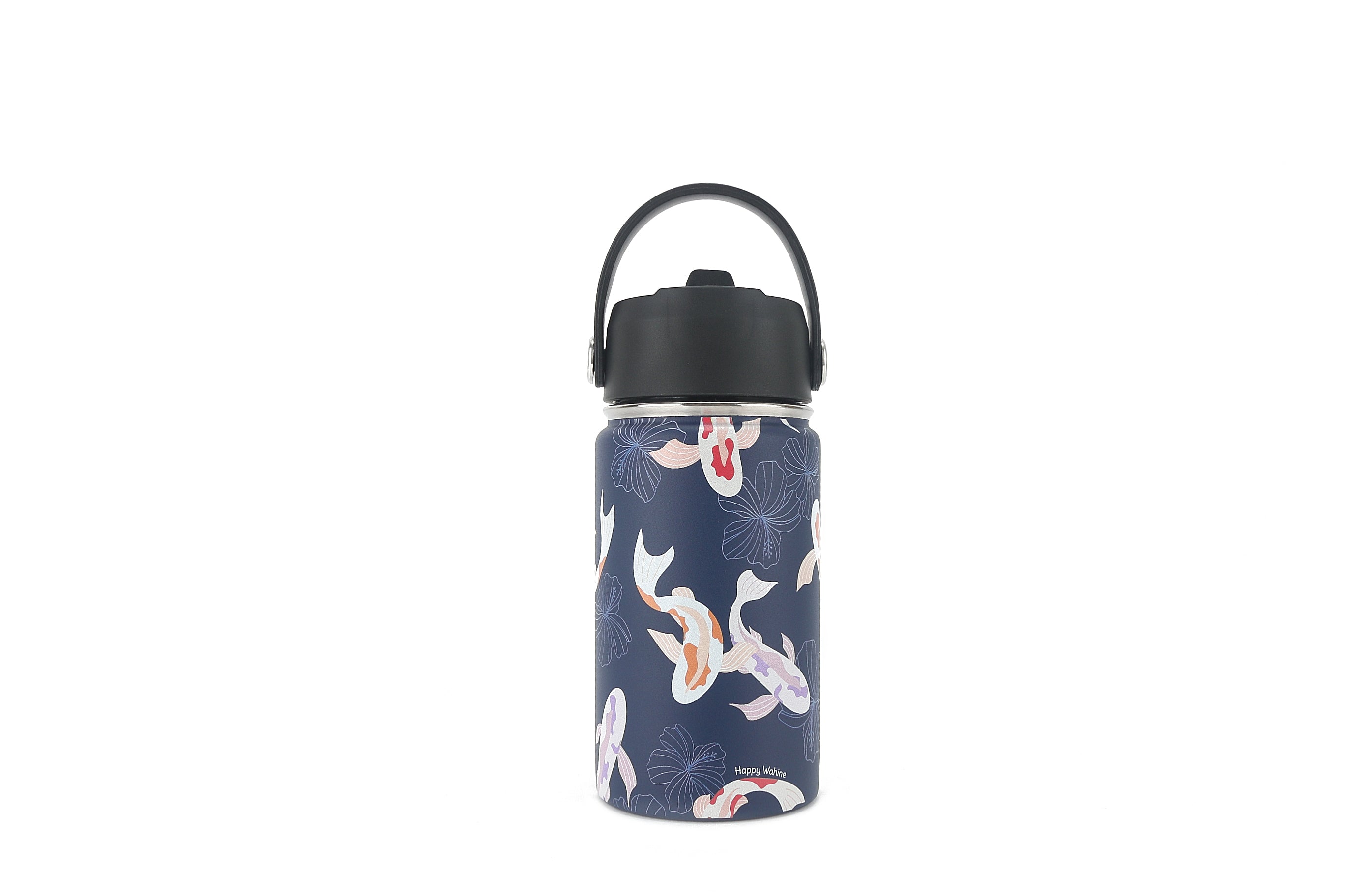 Premium 12oz Insulated Stainless Steel Water Bottle - Koi Navy Design, Leak-Proof & BPA-Free - Perfect for Hiking, Gym & Outdoor Activities