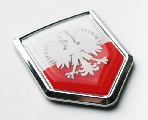 Poland White Eagle Flag Car Emblem - Chrome Shield Sticker for Cars & Bumpers