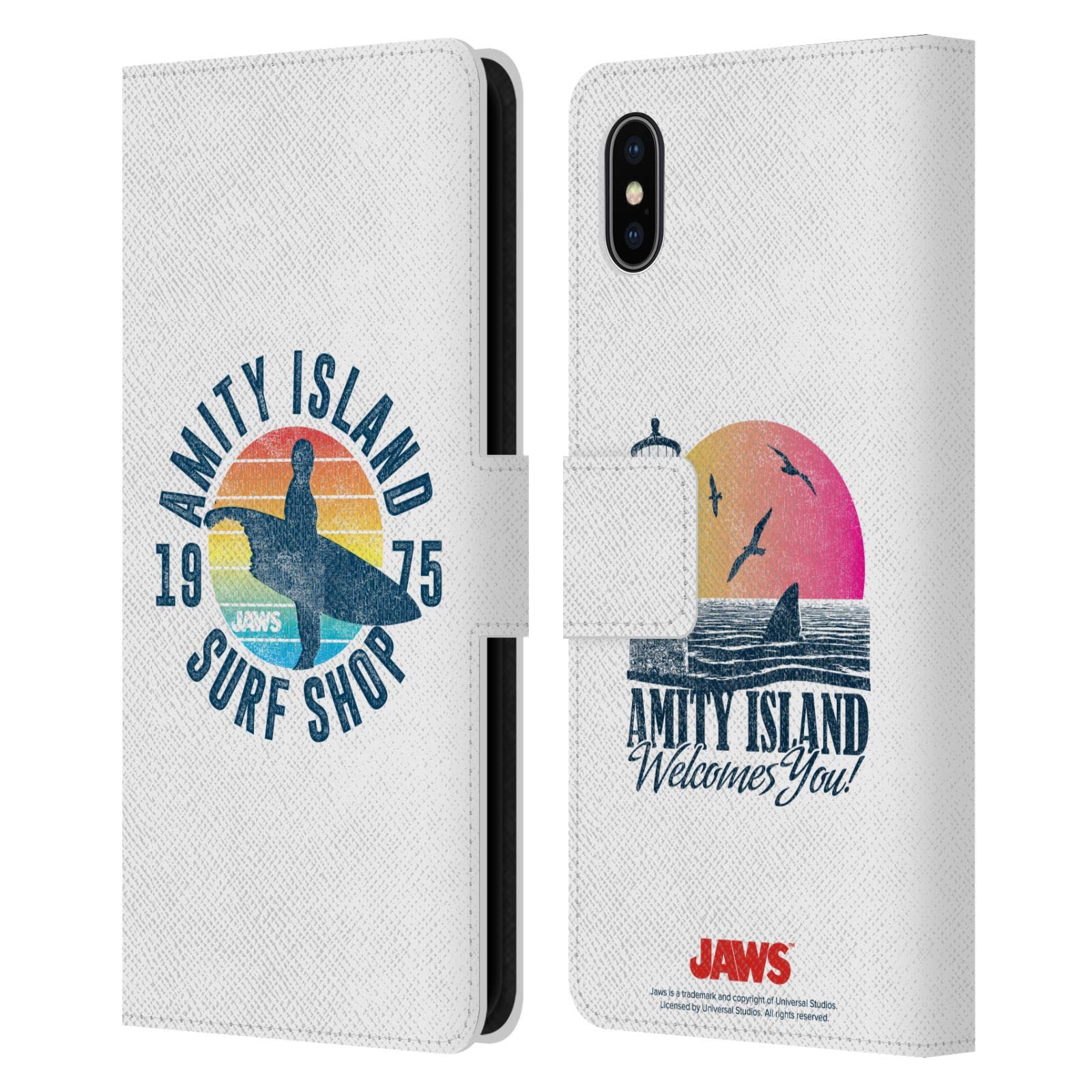 Head Case Designs Officially Licensed Jaws Surf Shop Leather Wallet Case for iPhone Xs Max - Premium Protective Cover for Beach, Travel & Outdoor Adventures