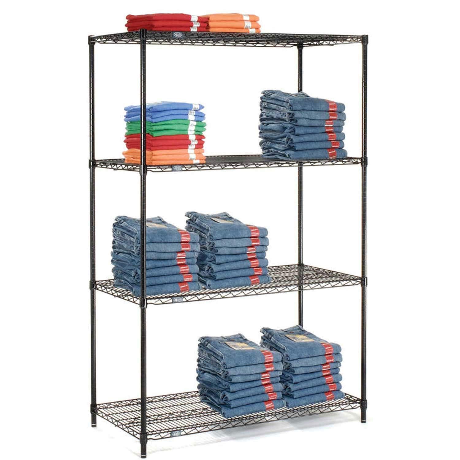 Nexel 5-Tier Black Epoxy Wire Shelving Unit - 42