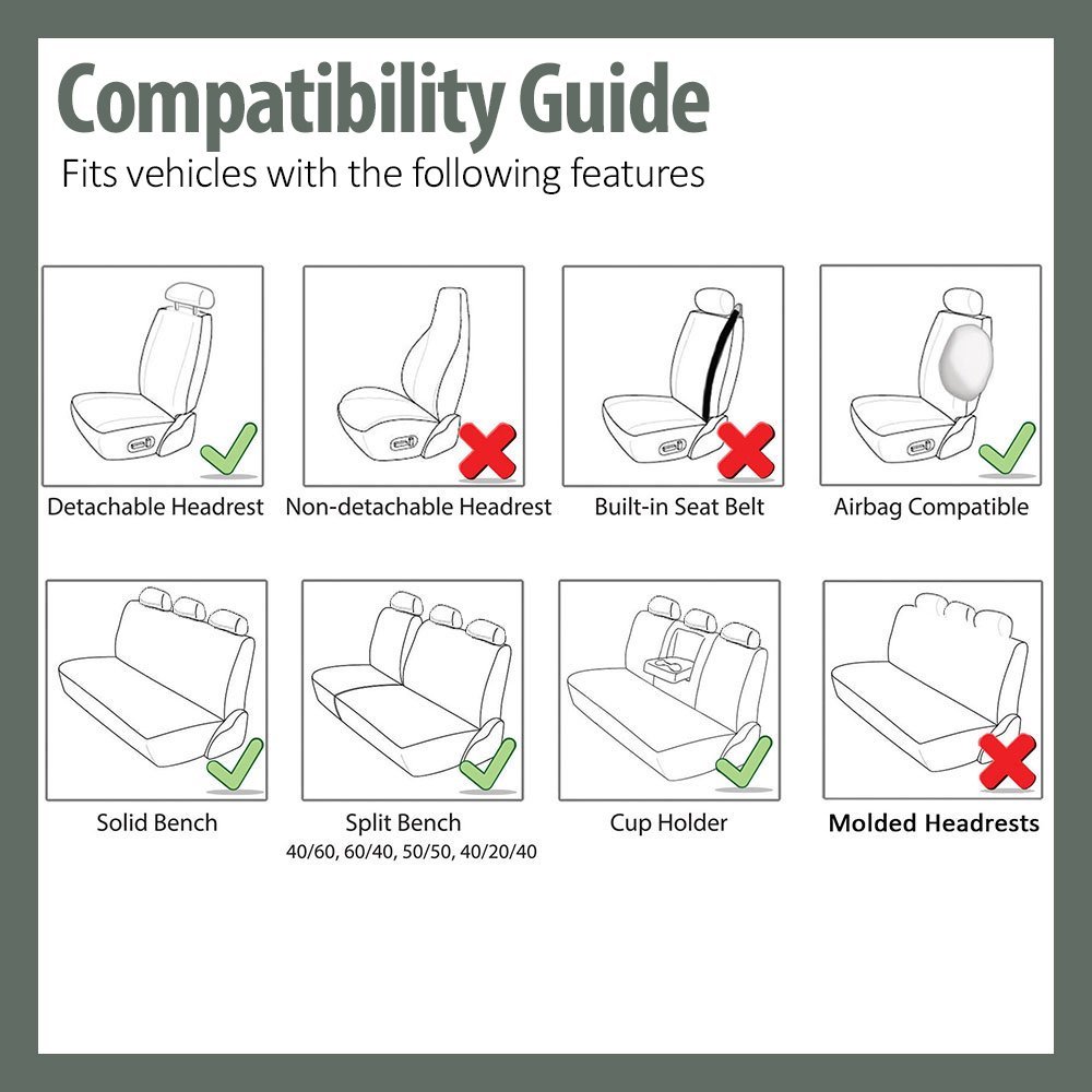 Premium FH Group Beige Striped Universal Car Seat Covers - Full Set with Airbag Compatibility & Split Rear Design | Perfect for Cars, Trucks & SUVs | Durable Interior Accessories for Daily Commute, Road Trips & Family Protection